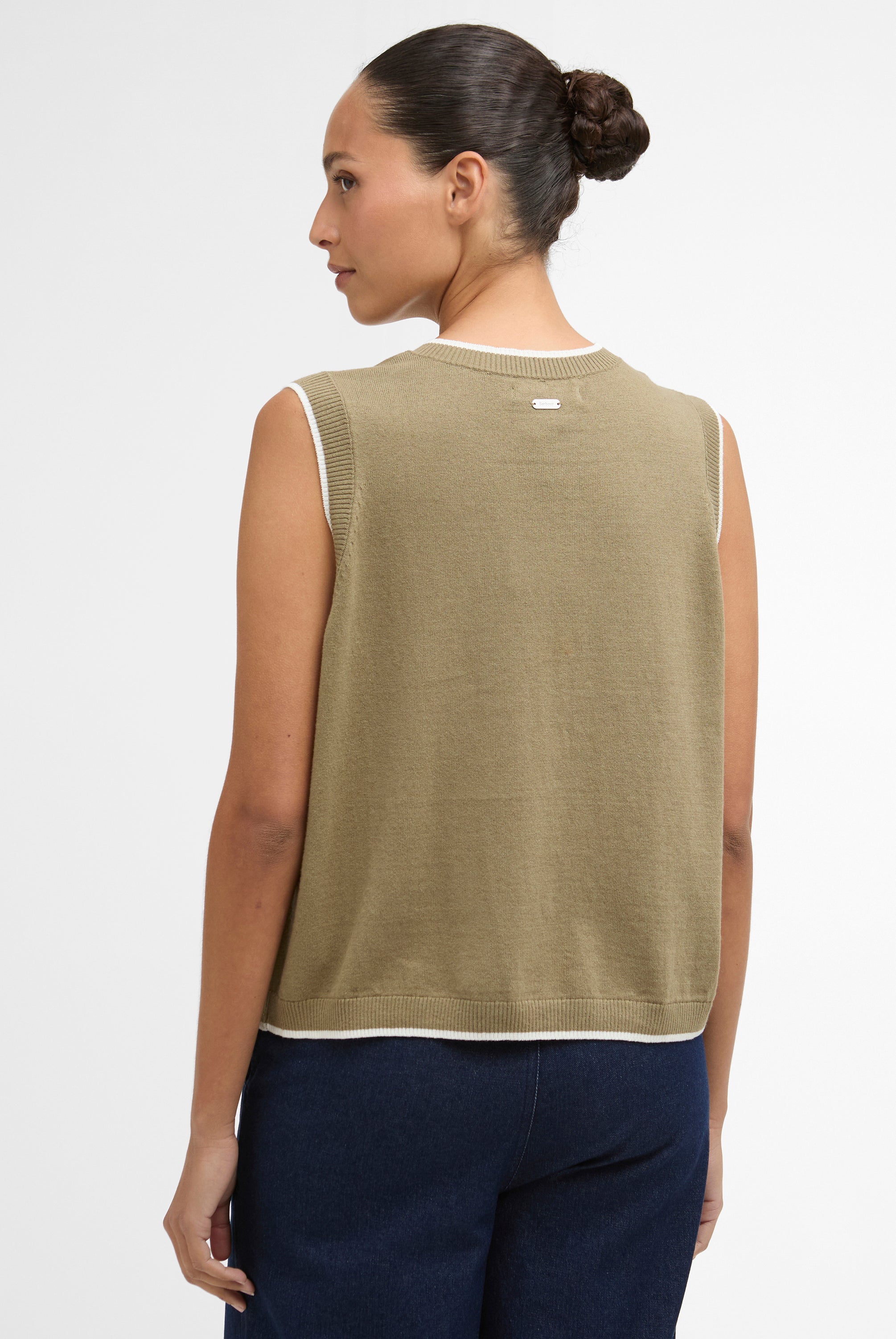 Barbour Bleached Olive/cloud Maia Knitted Vest #Colour_Bleached Olive/cloud