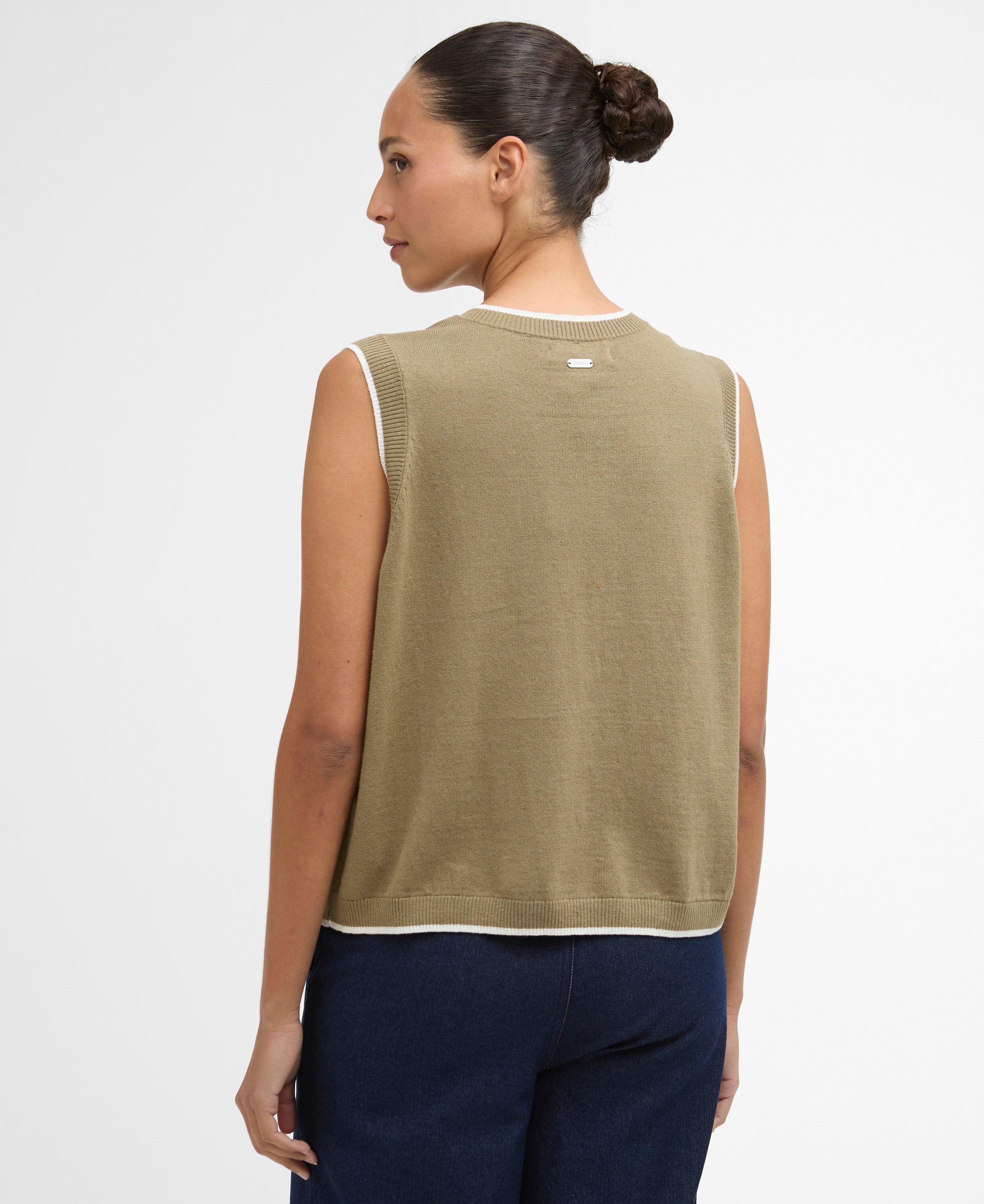 Barbour Bleached Olive/cloud Maia Knitted Vest #Colour_Bleached Olive/cloud