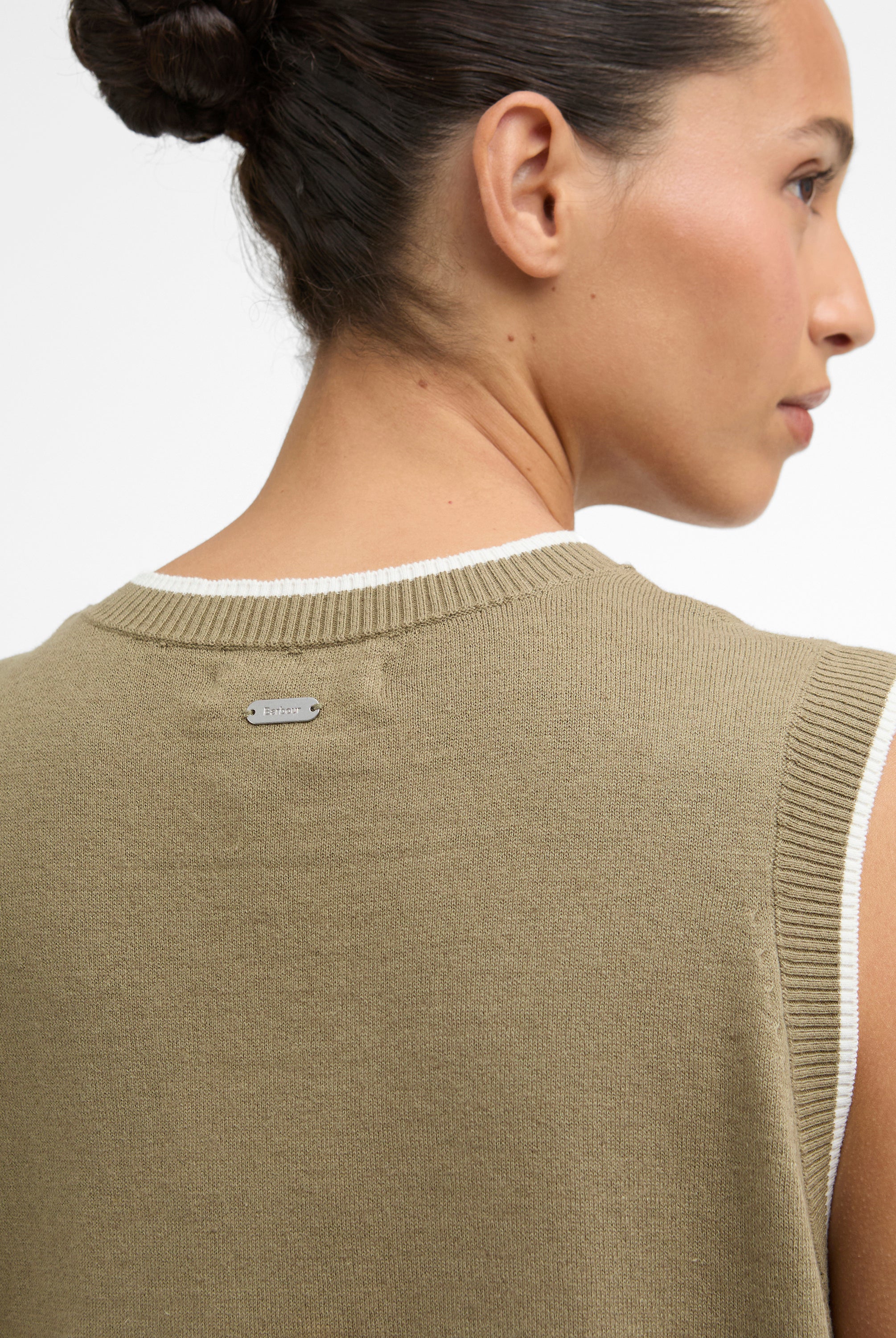 Barbour Bleached Olive/cloud Maia Knitted Vest #Colour_Bleached Olive/cloud