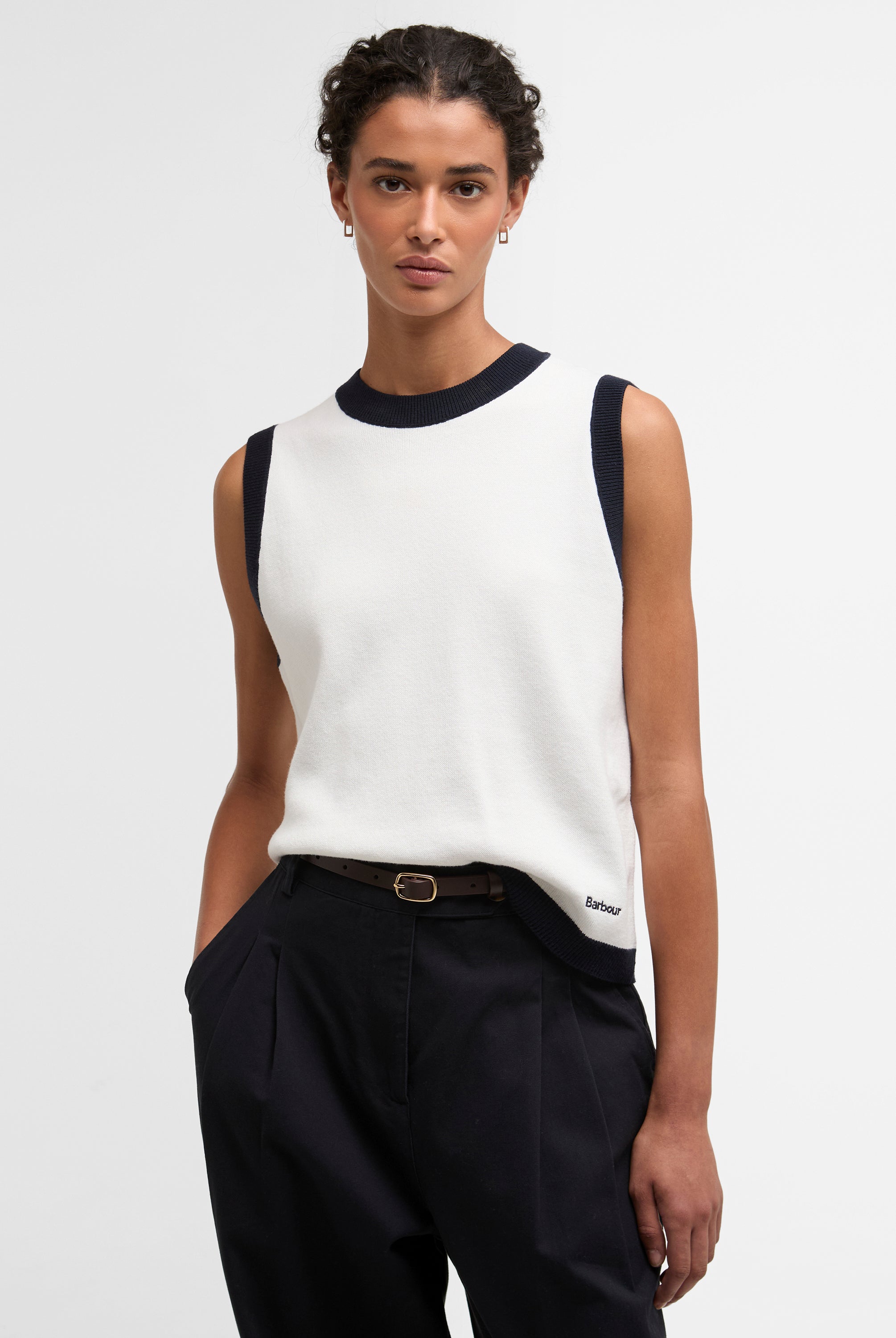 Barbour Cloud/Navy Salthill Knitted Vest #Colour_Cloud/Navy