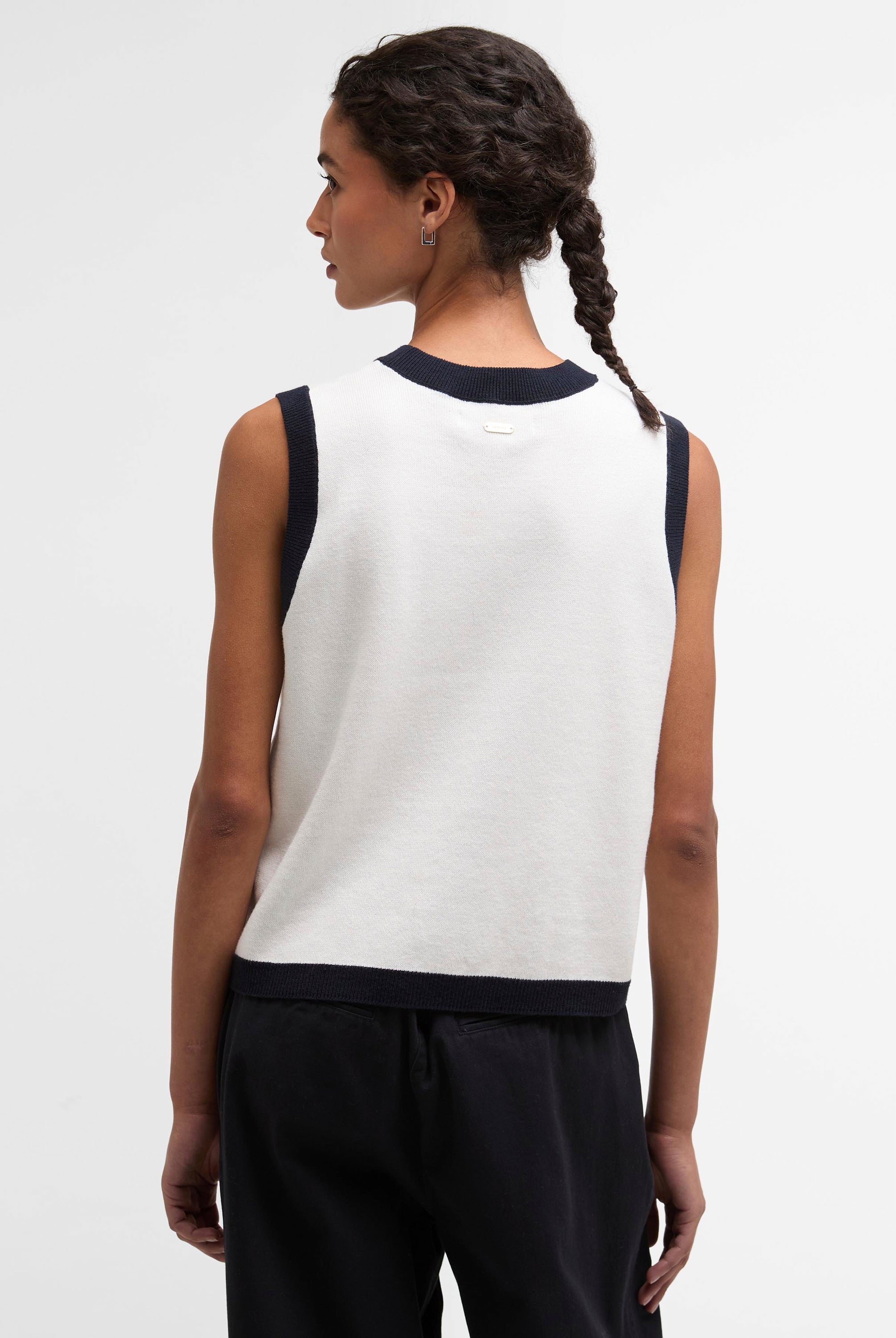 Barbour Cloud/Navy Salthill Knitted Vest #Colour_Cloud/Navy