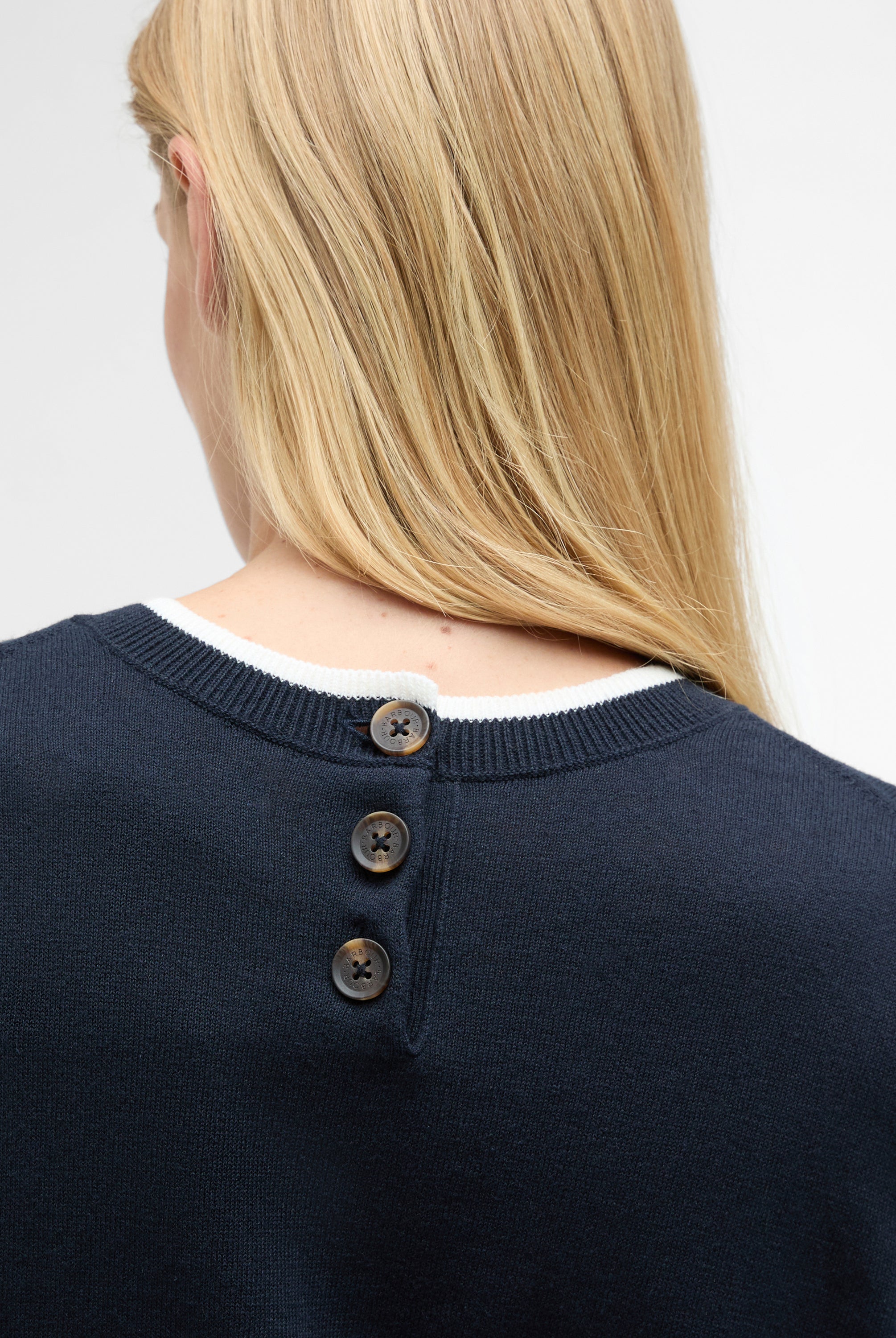 Barbour Dark Navy/Cloud Verona Knitted T-Shirt #Colour_Dark Navy/Cloud