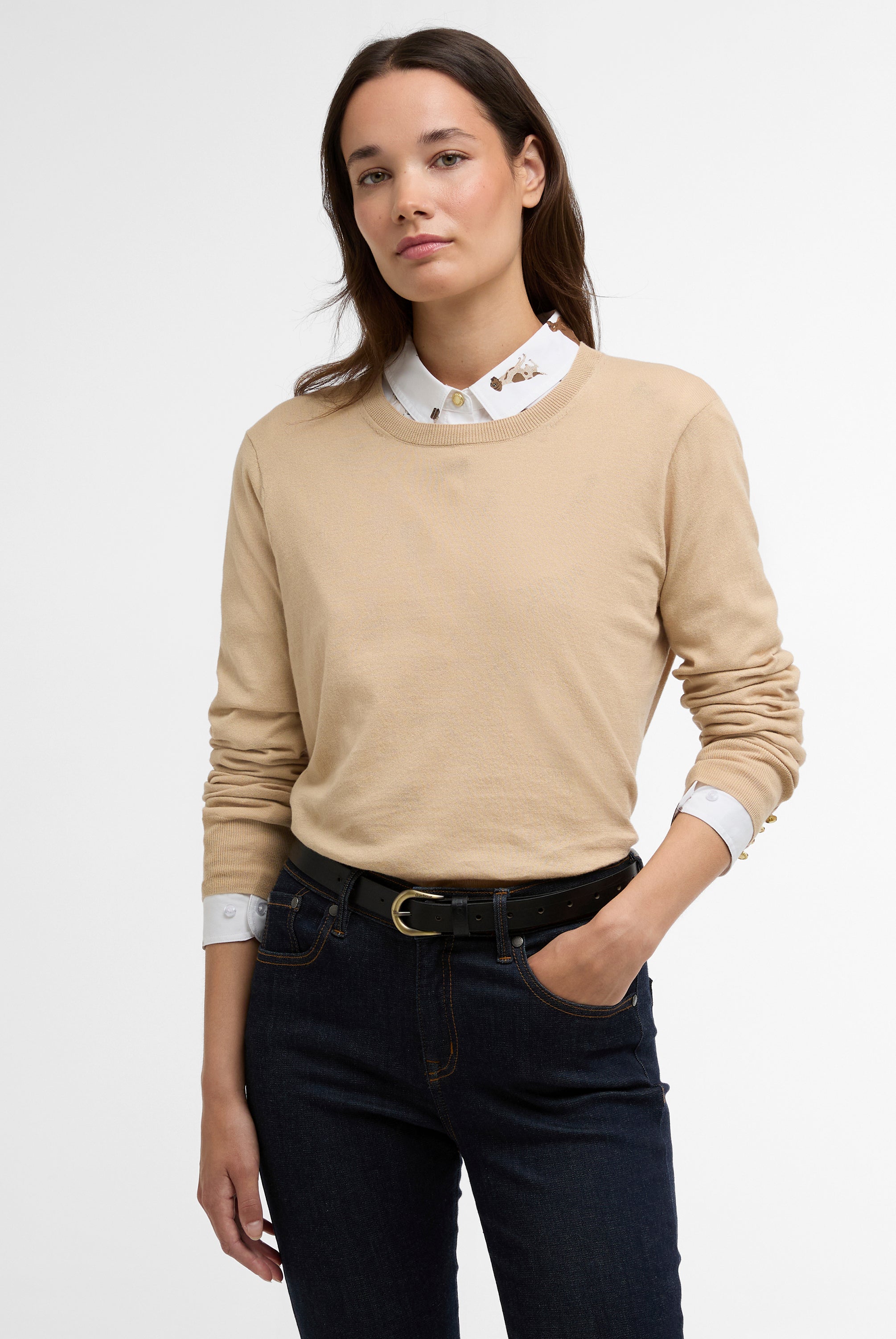 Barbour Safari Clover Knitted Jumper #Colour_Safari