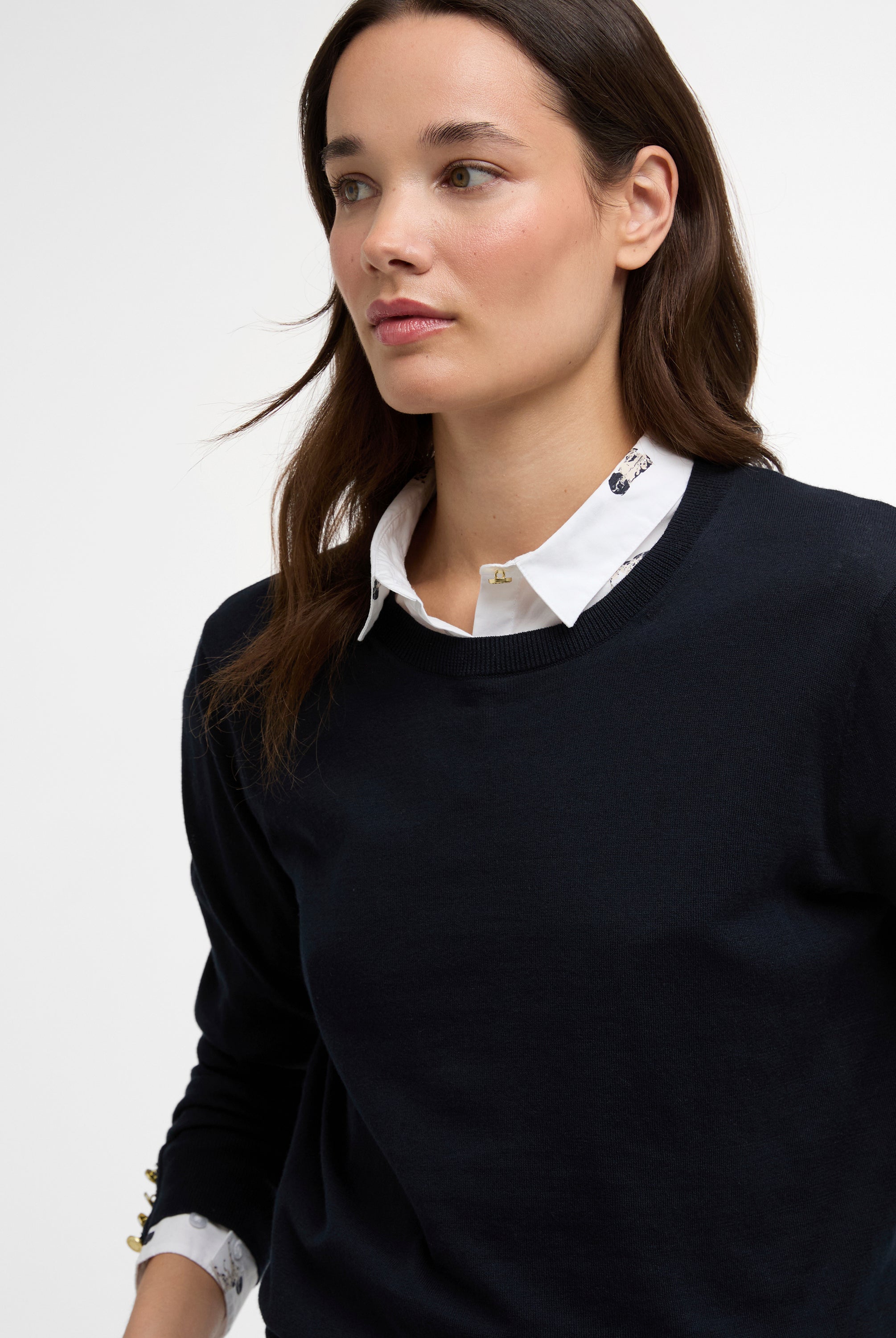 Barbour Navy Clover Knitted Jumper #Colour_Navy