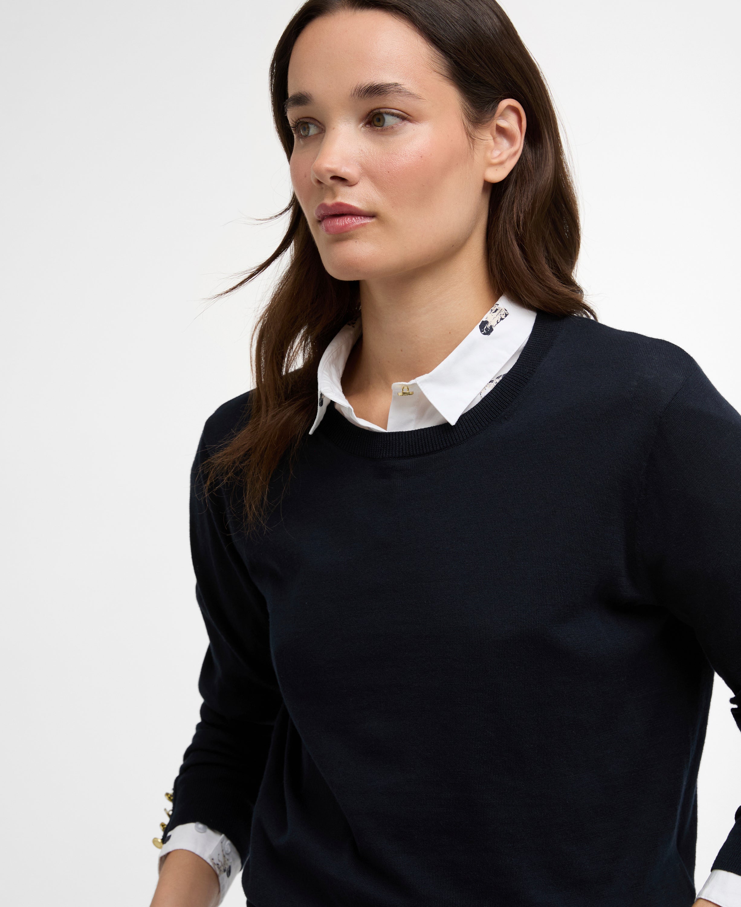Barbour Navy Clover Knitted Jumper #Colour_Navy