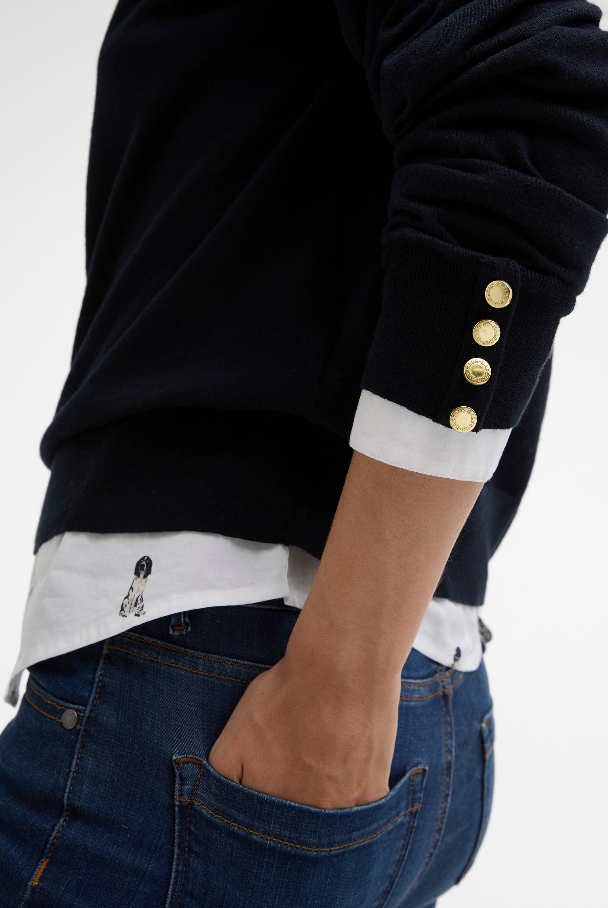 Barbour Navy Clover Knitted Jumper #Colour_Navy