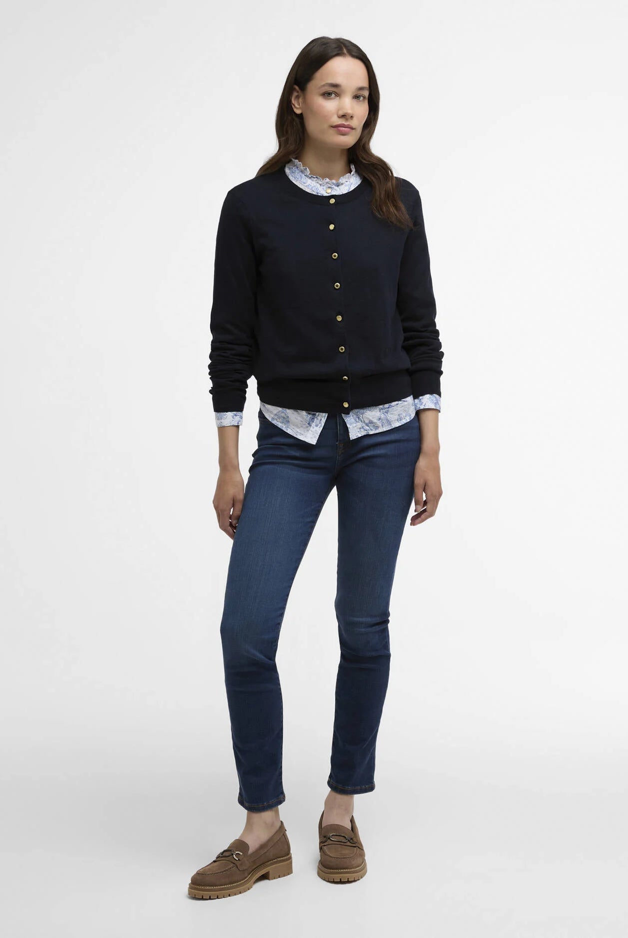 Barbour Navy Wisteria Knitted Cardigan #Colour_Navy