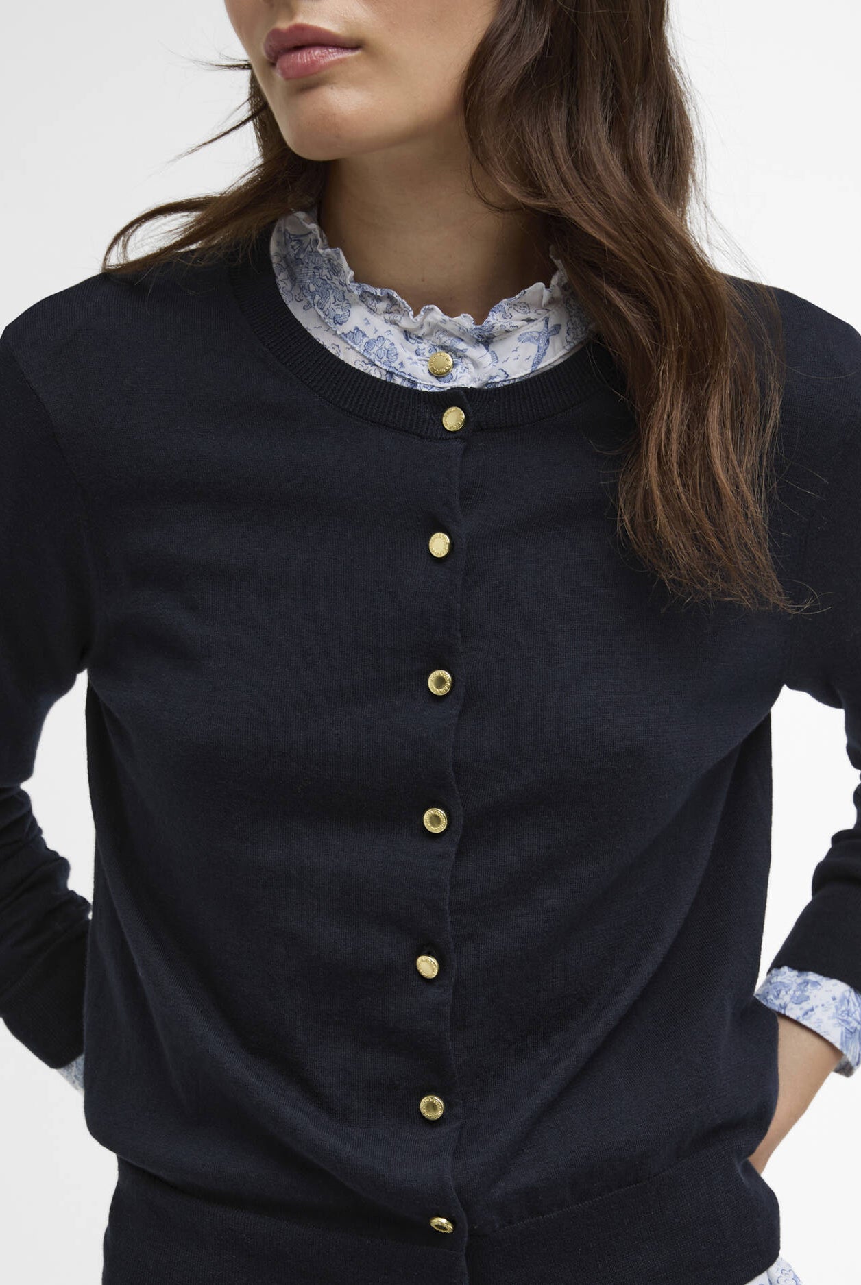 Barbour Navy Wisteria Knitted Cardigan #Colour_Navy