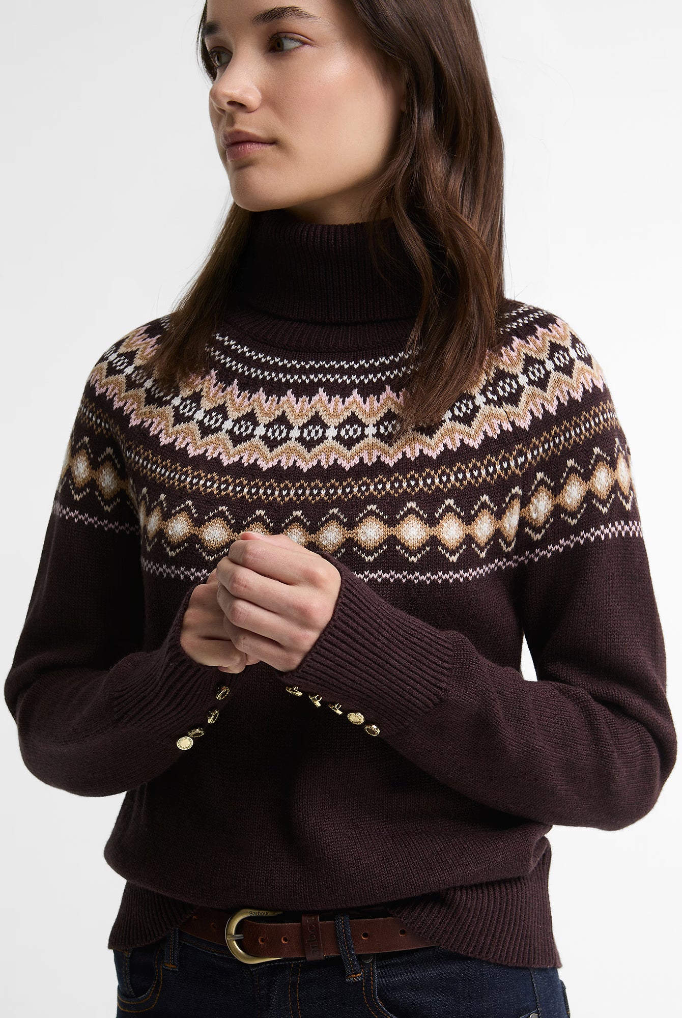 Barbour Darwen Knitted Jumper #Colour_Seal Brown