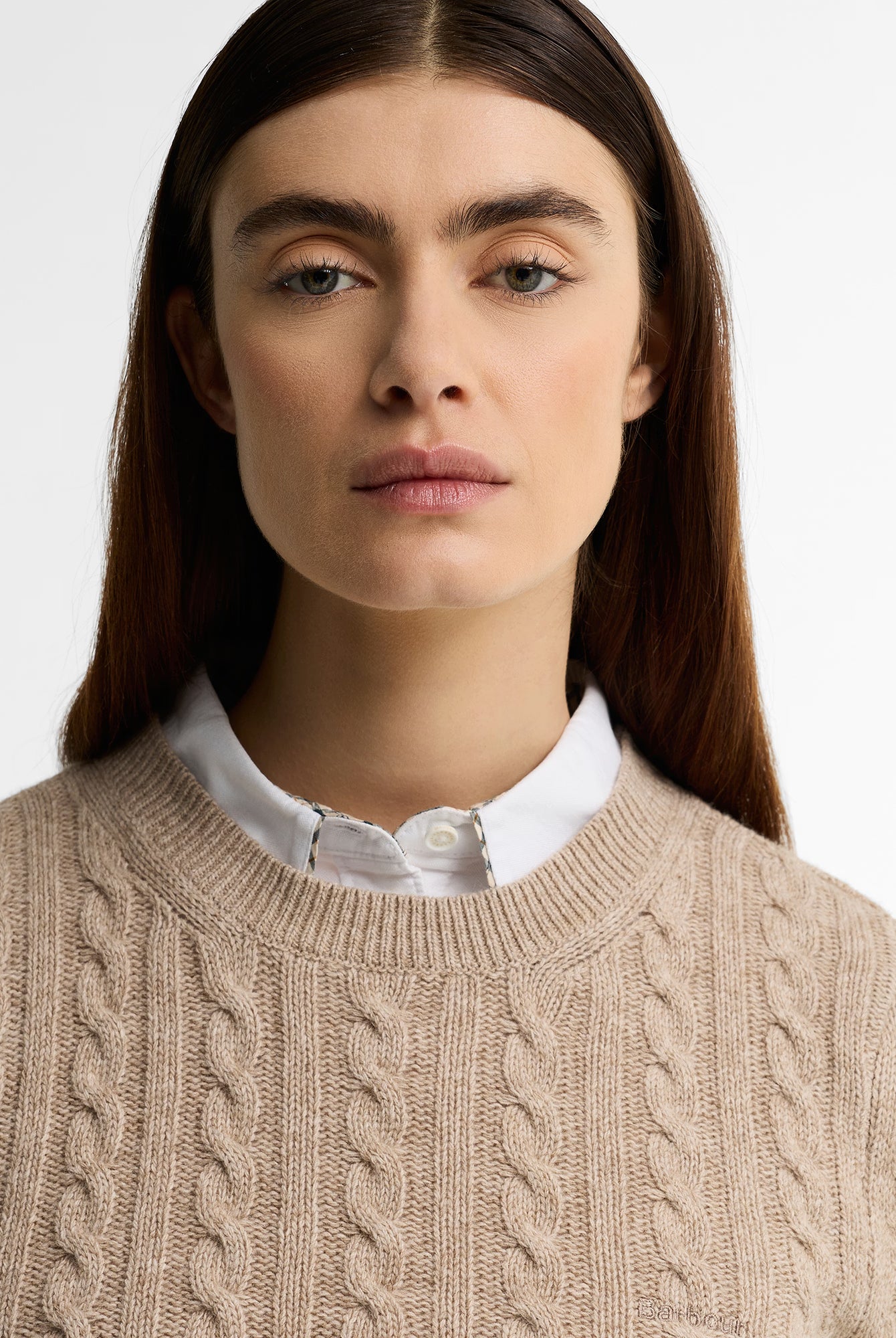 Barbour Ashdown Cable Knitted Jumper #Colour_Honey