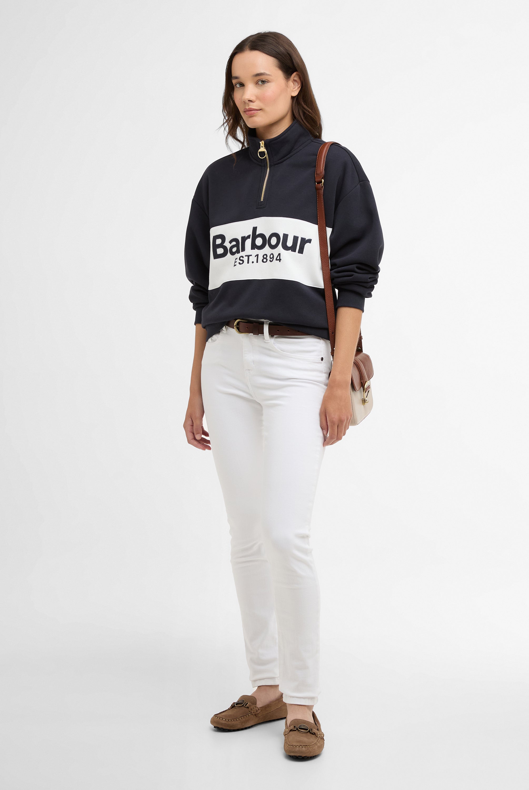 Barbour Dark Navy Zaria Half Zip Sweatshirt #Colour_Dark Navy