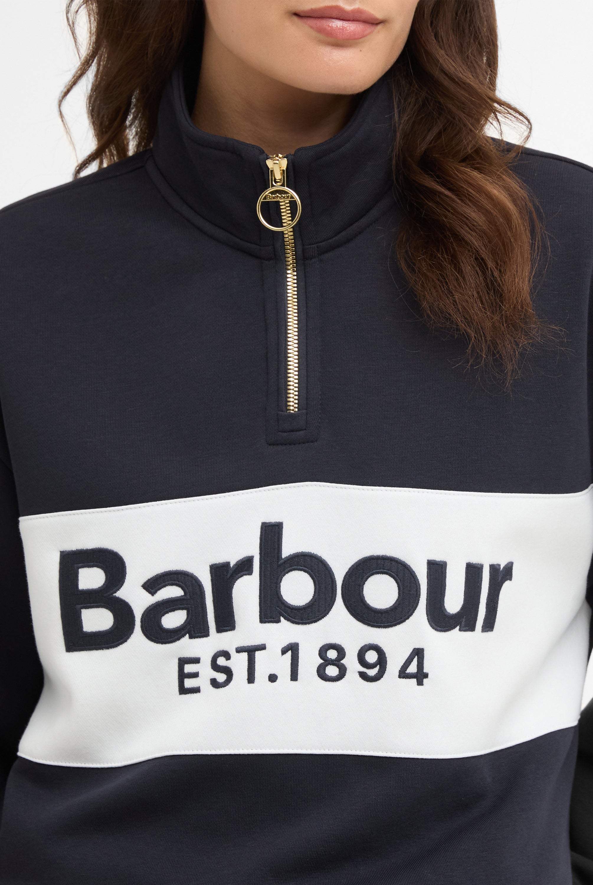 Barbour Dark Navy Zaria Half Zip Sweatshirt #Colour_Dark Navy