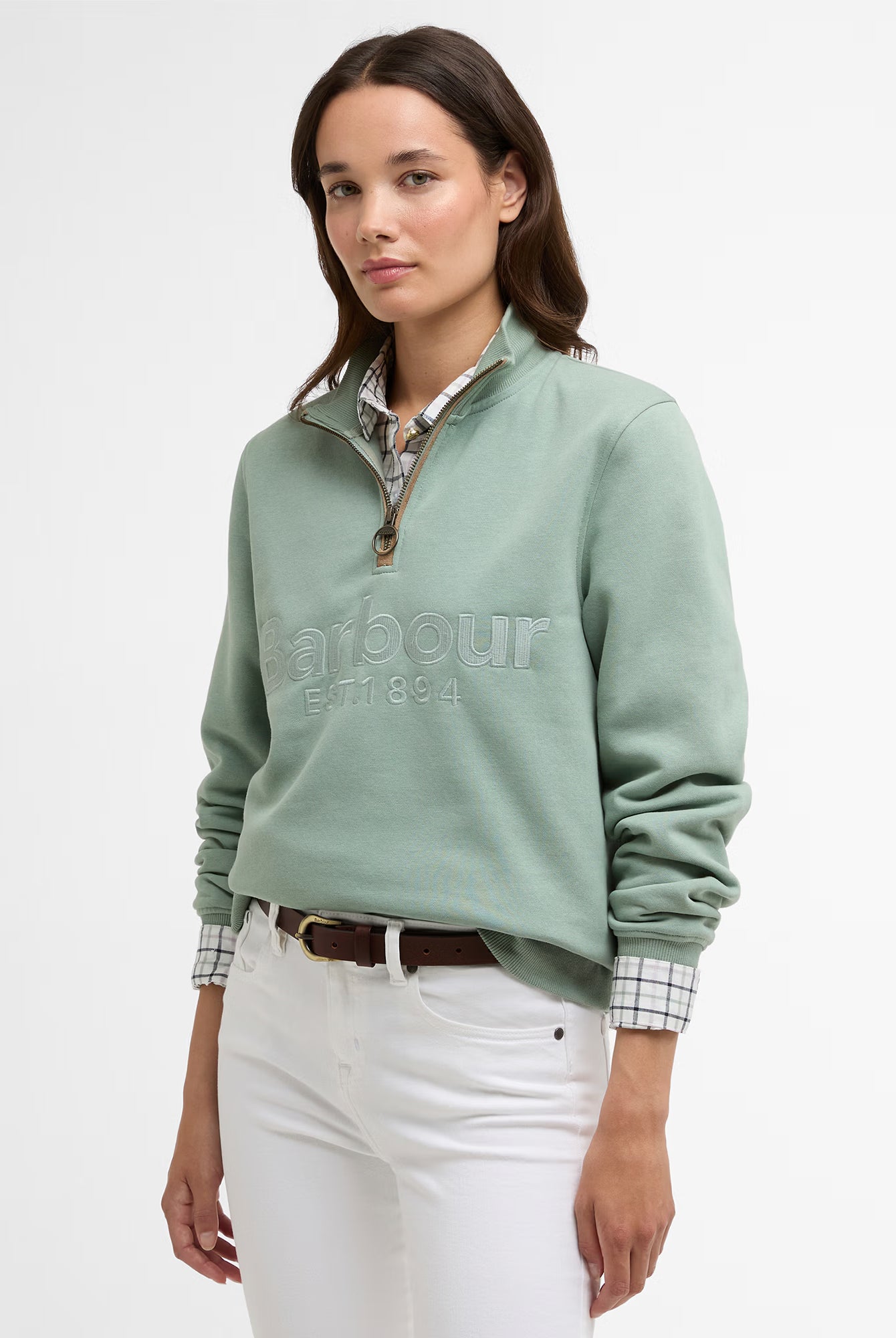 Barbour Cynthia Half Zip Sweatshirt #Colour_Blue Sage