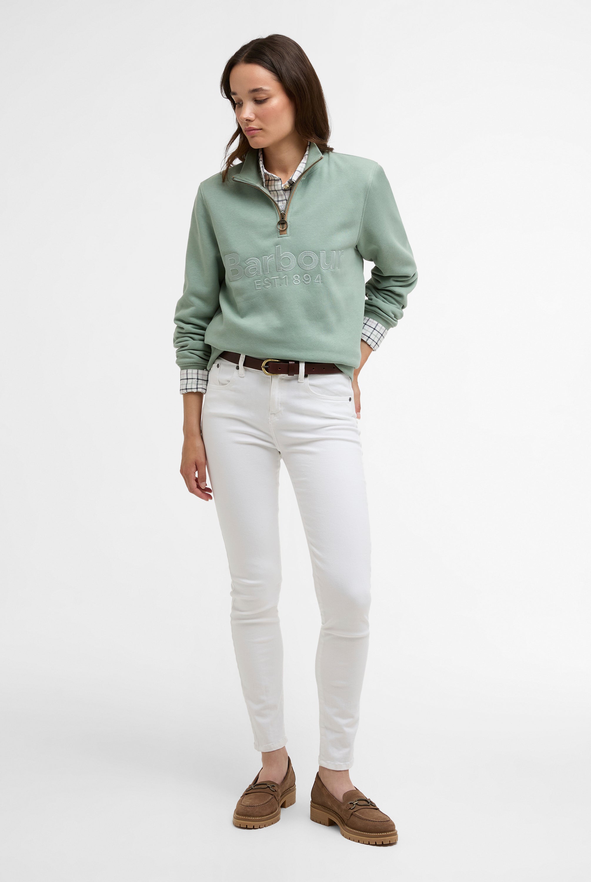 Barbour Blue Sage Cynthia Half Zip Sweatshirt #Colour_Blue Sage