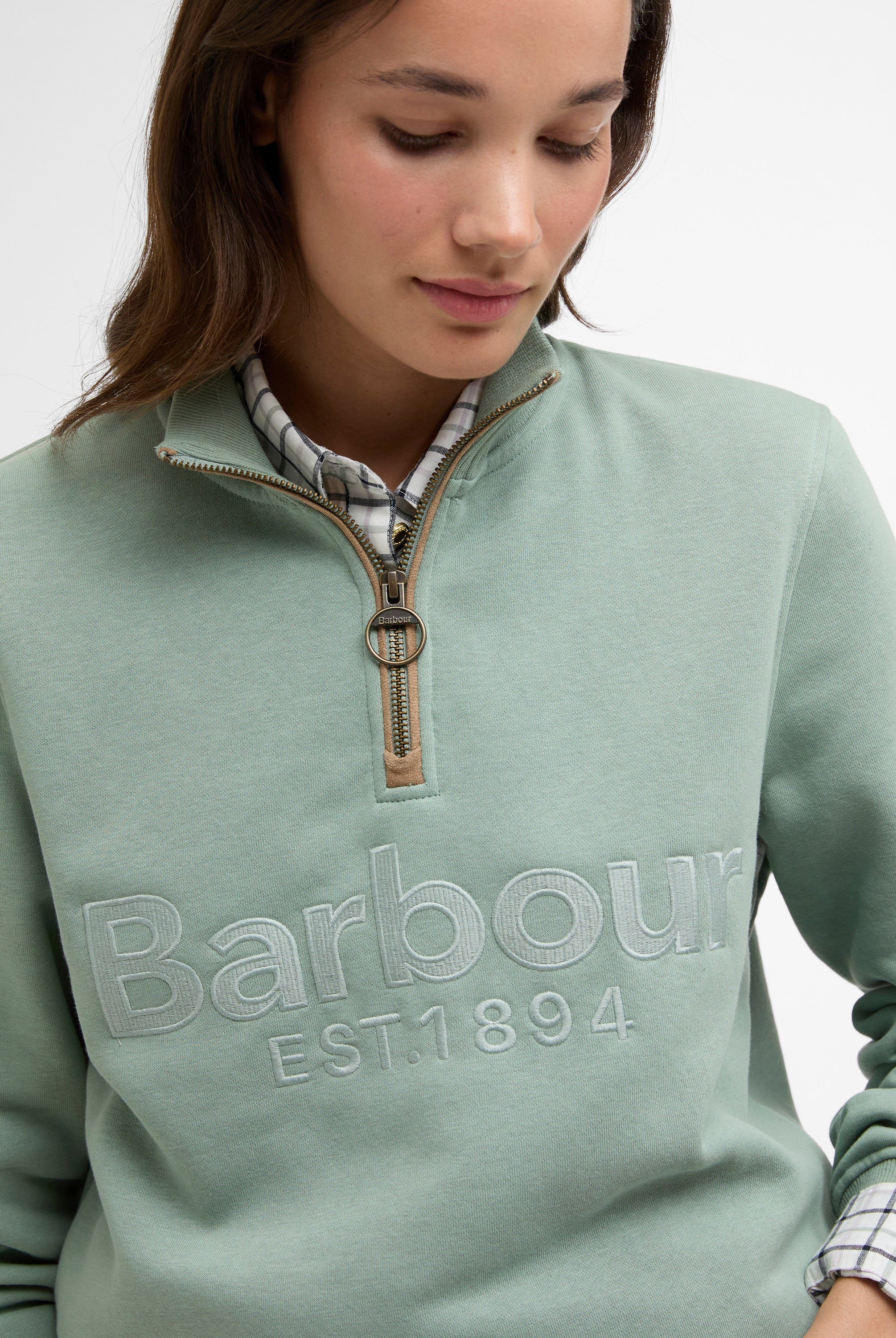 Barbour Blue Sage Cynthia Half Zip Sweatshirt #Colour_Blue Sage