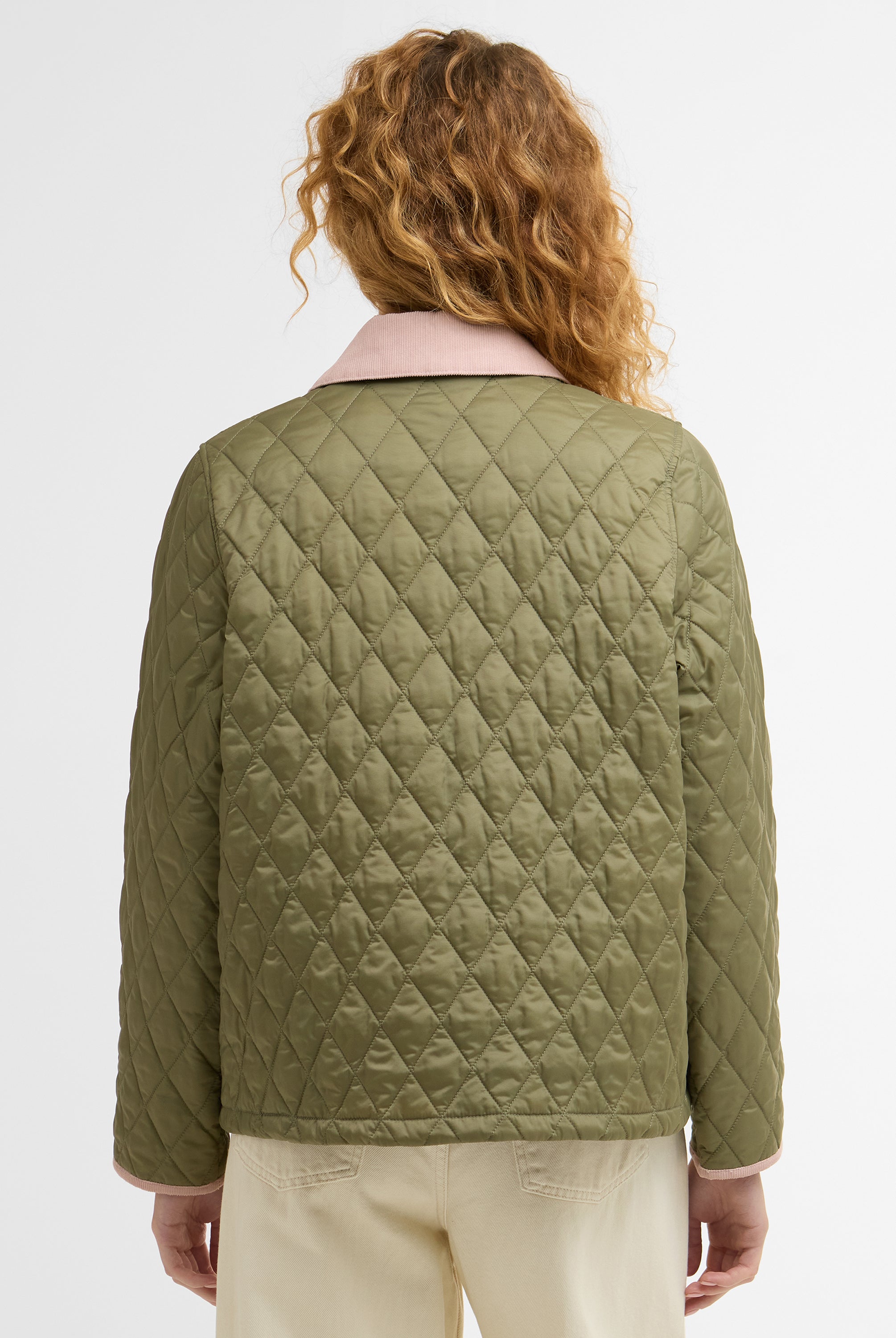 Barbour Bleached Olive/Ancient Icons Cropped Liddesdale Quilted Jacket #Colour_Bleached Olive/Ancient