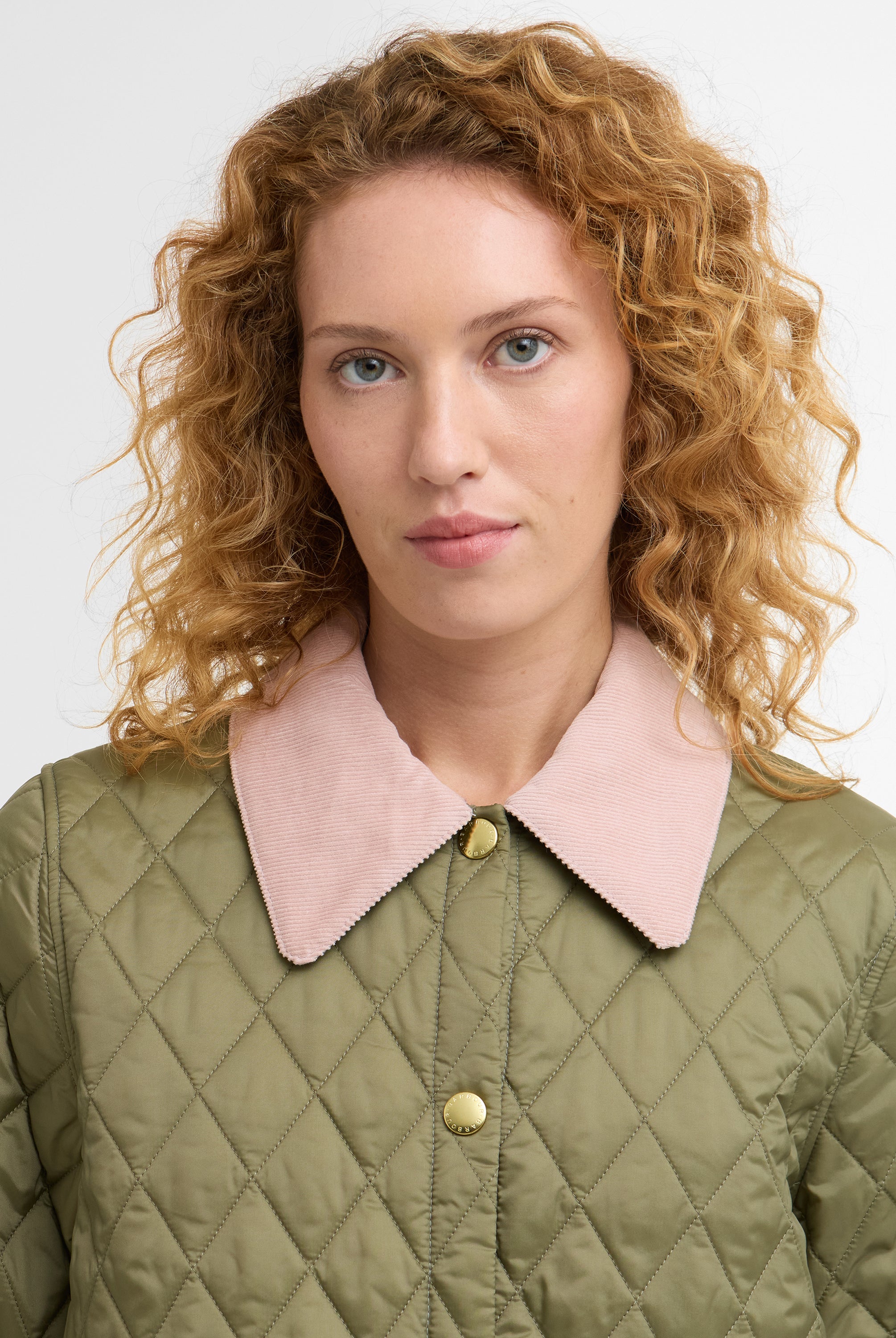 Barbour Bleached Olive/Ancient Icons Cropped Liddesdale Quilted Jacket #Colour_Bleached Olive/Ancient