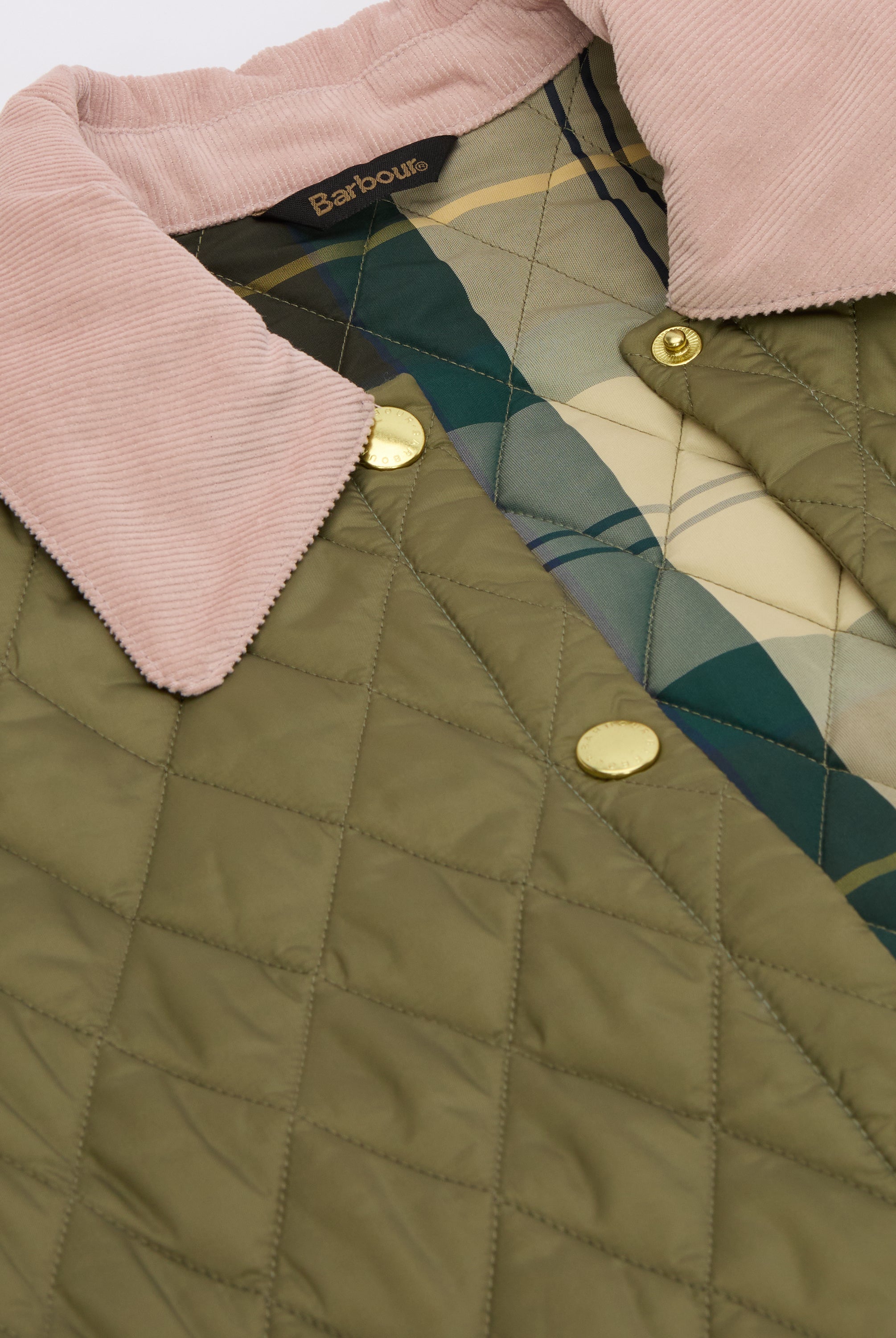 Barbour Bleached Olive/Ancient Icons Cropped Liddesdale Quilted Jacket #Colour_Bleached Olive/Ancient