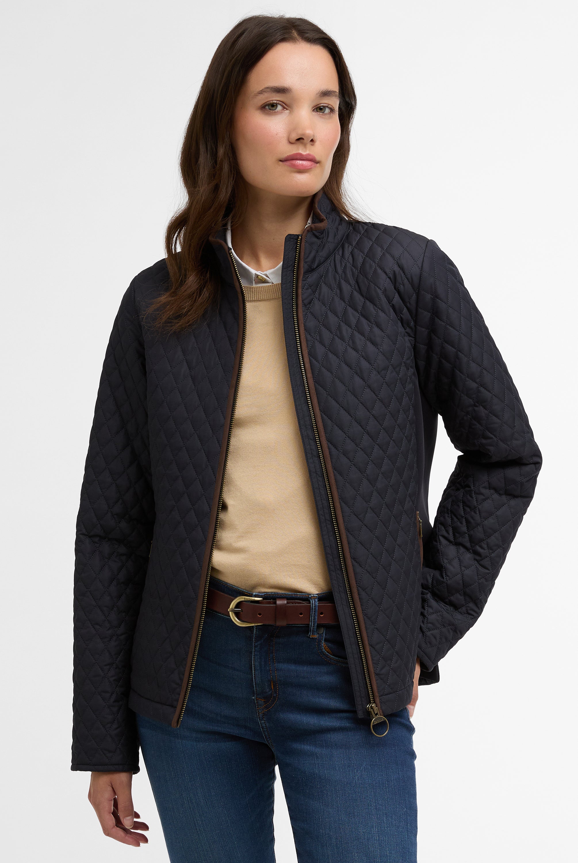 Barbour Dark Navy Basswood Quilted Jacket #Colour_Dark Navy