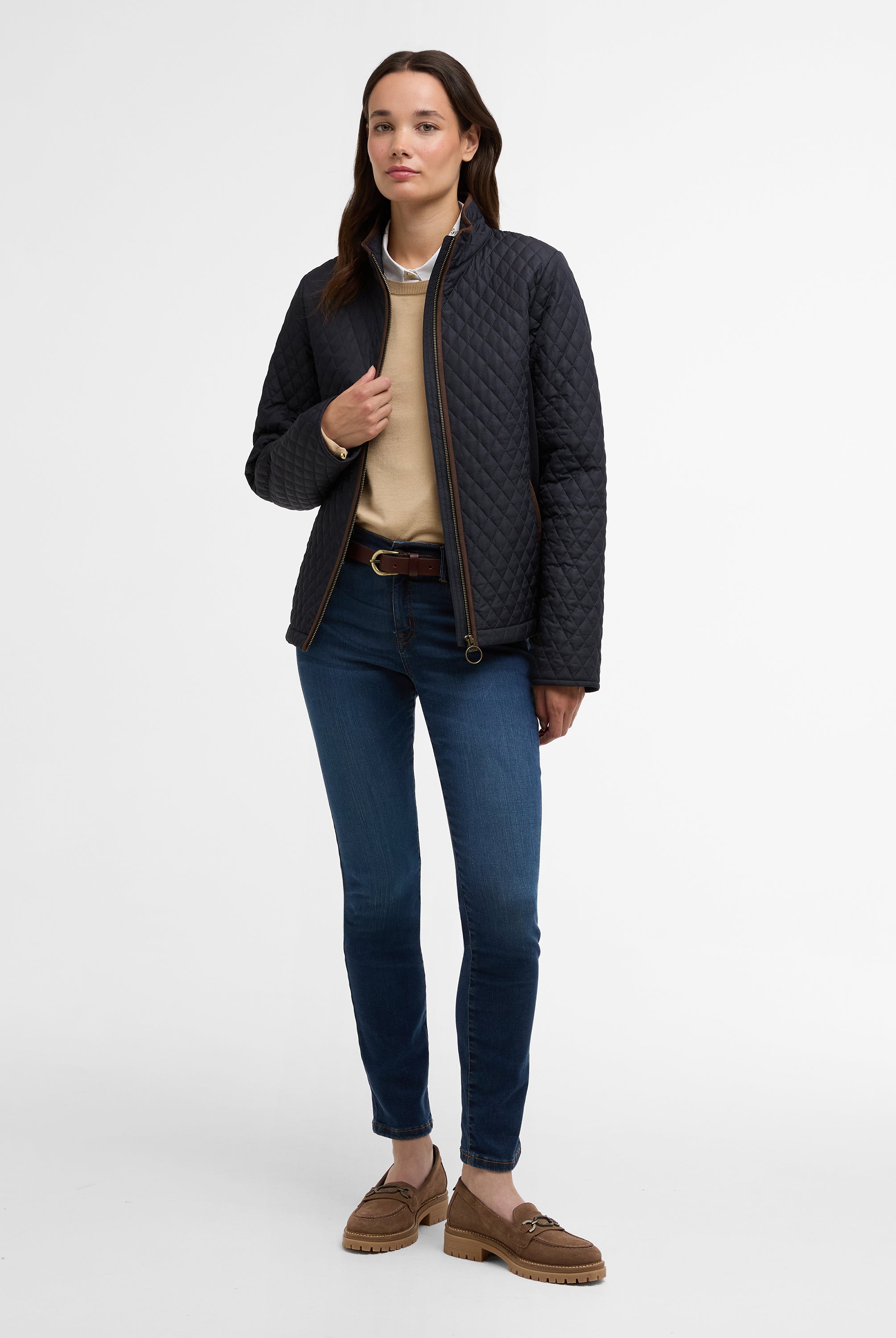 Barbour Dark Navy Basswood Quilted Jacket #Colour_Dark Navy