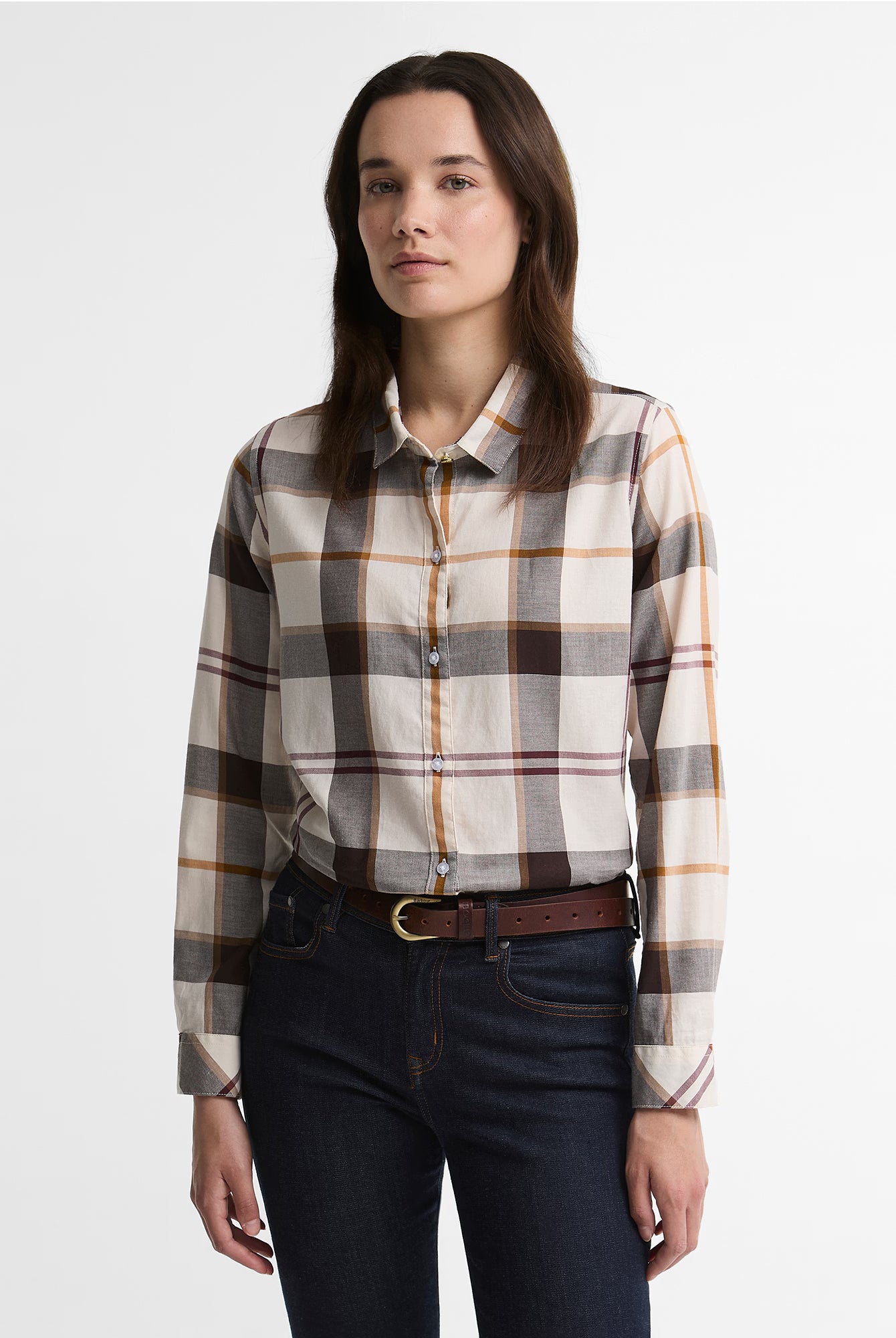 Barbour Moorland Shirt #Colour_Ecru Muted Tartan