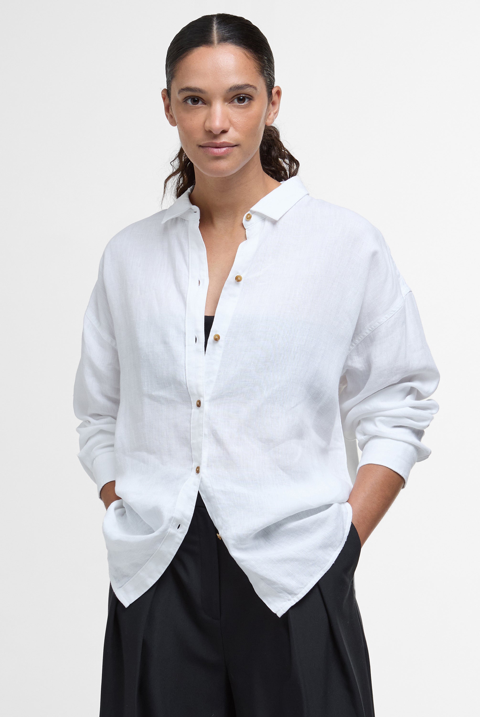 Barbour White/Safari Dress Tartan Hampton Shirt #Colour_White/Safari Dress Tartan