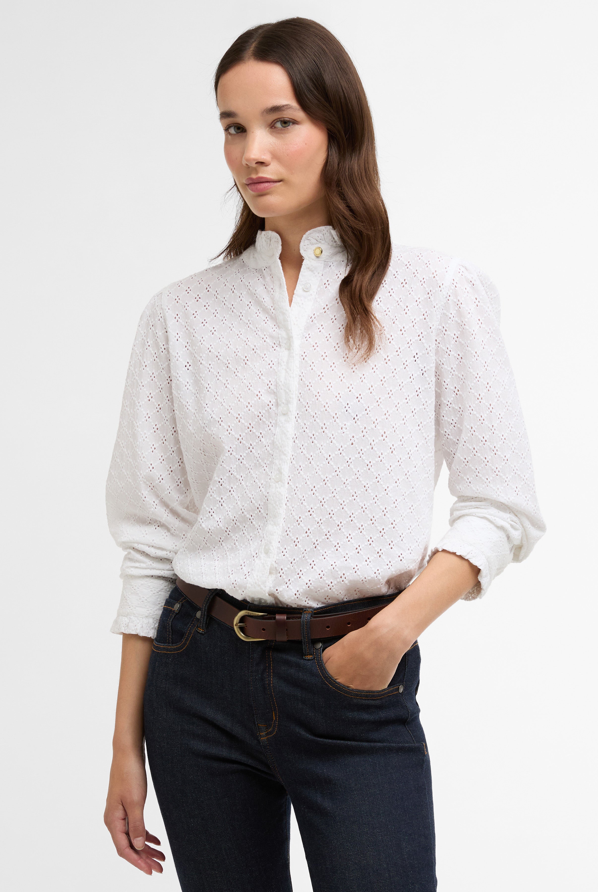 Barbour White Cynthia Shirt #Colour_White