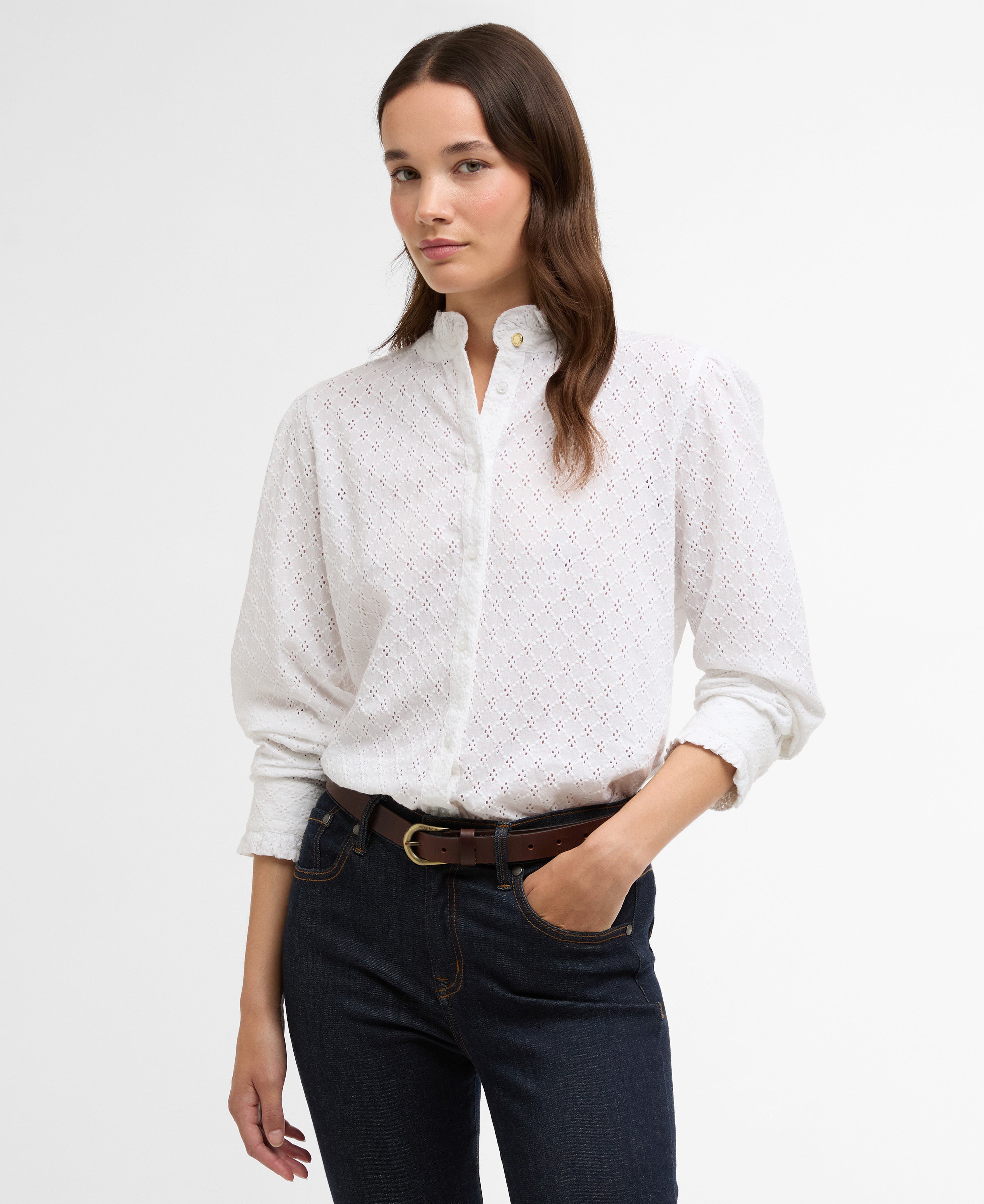 Barbour White Cynthia Shirt #Colour_White