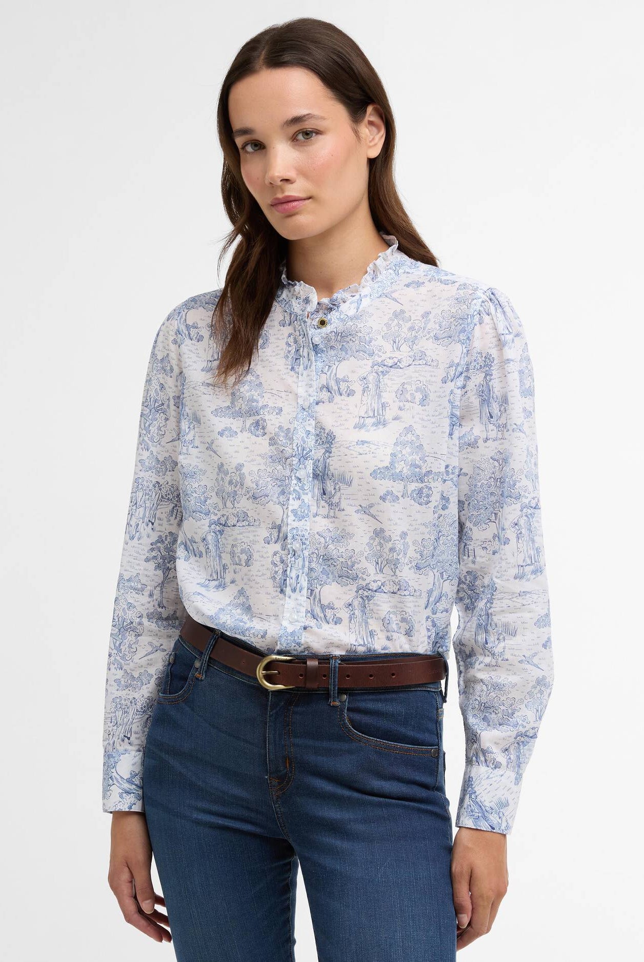 Barbour Ink Blue Print Wisteria Shirt #Colour_Ink Blue Print