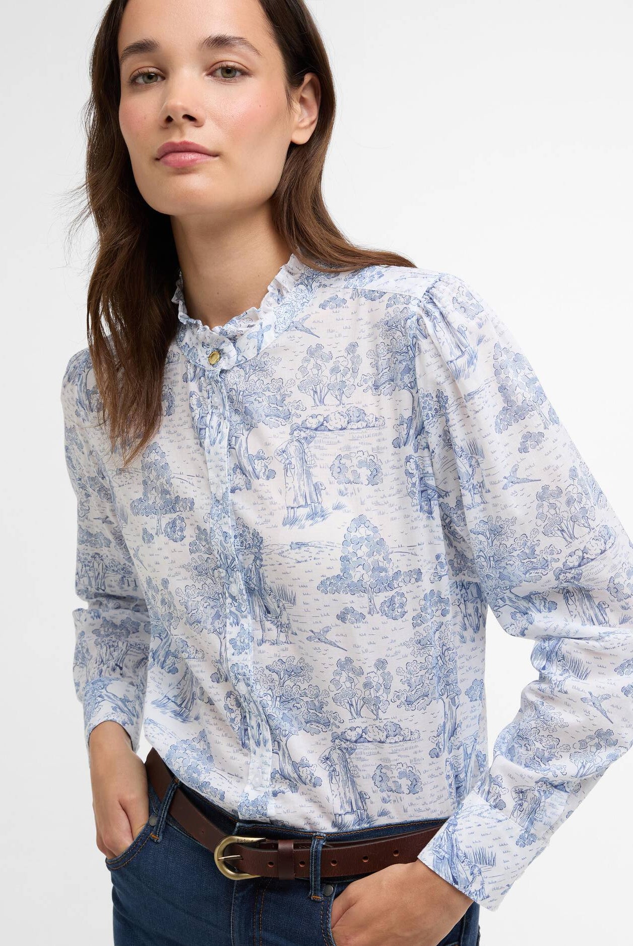Barbour Ink Blue Print Wisteria Shirt #Colour_Ink Blue Print