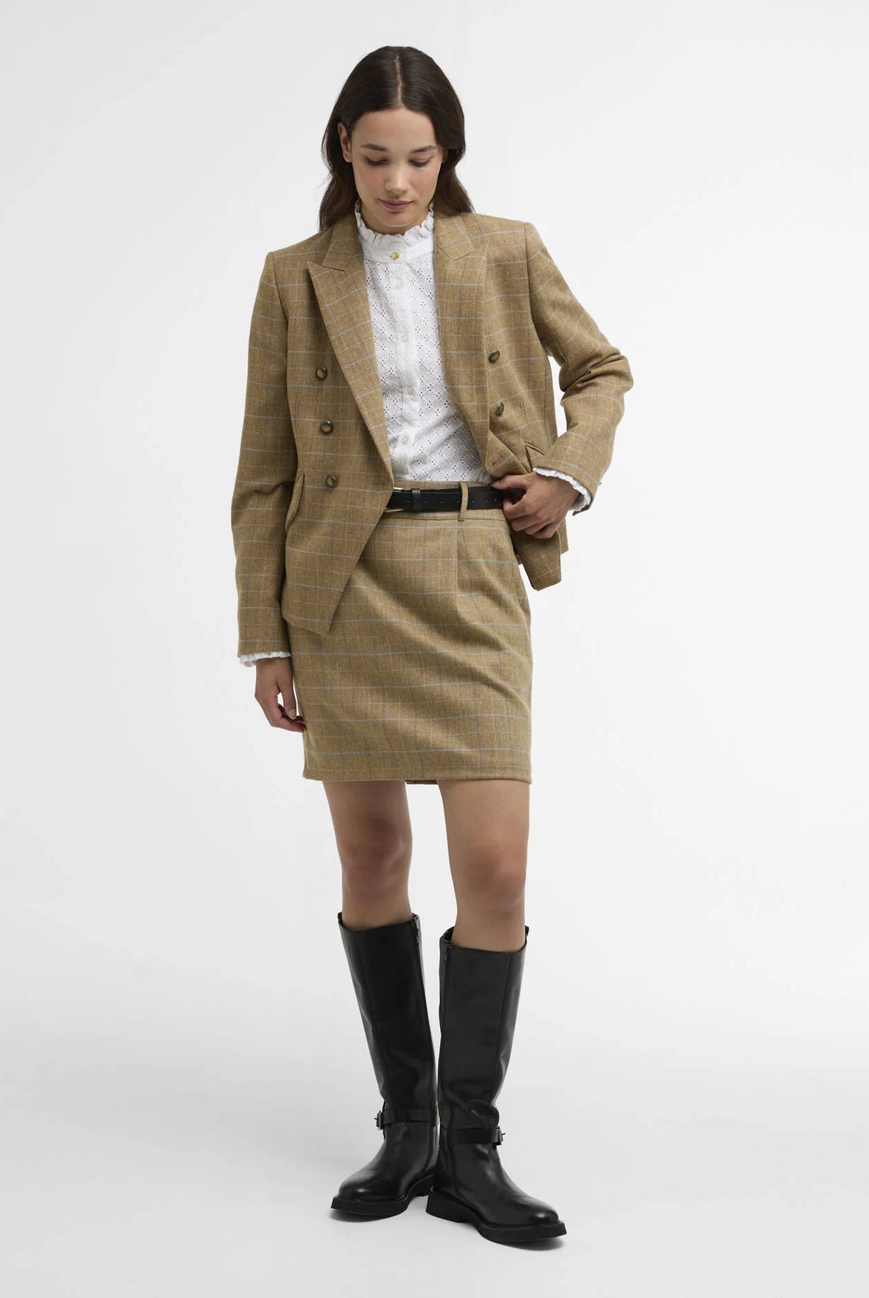 Barbour Soft Blue Tweed Petunia Mini Skirt #Colour_Soft Blue Tweed