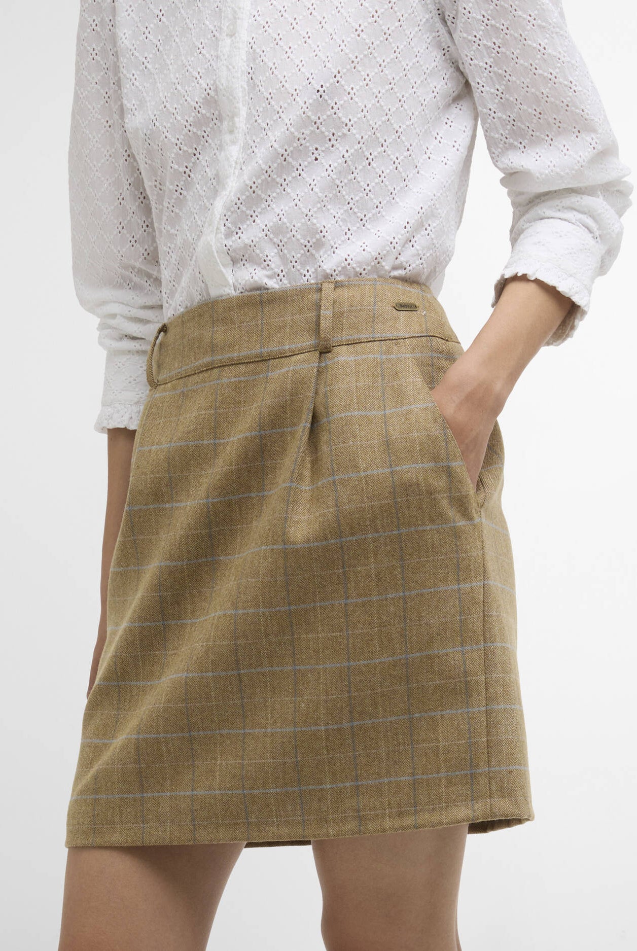 Barbour Soft Blue Tweed Petunia Mini Skirt #Colour_Soft Blue Tweed