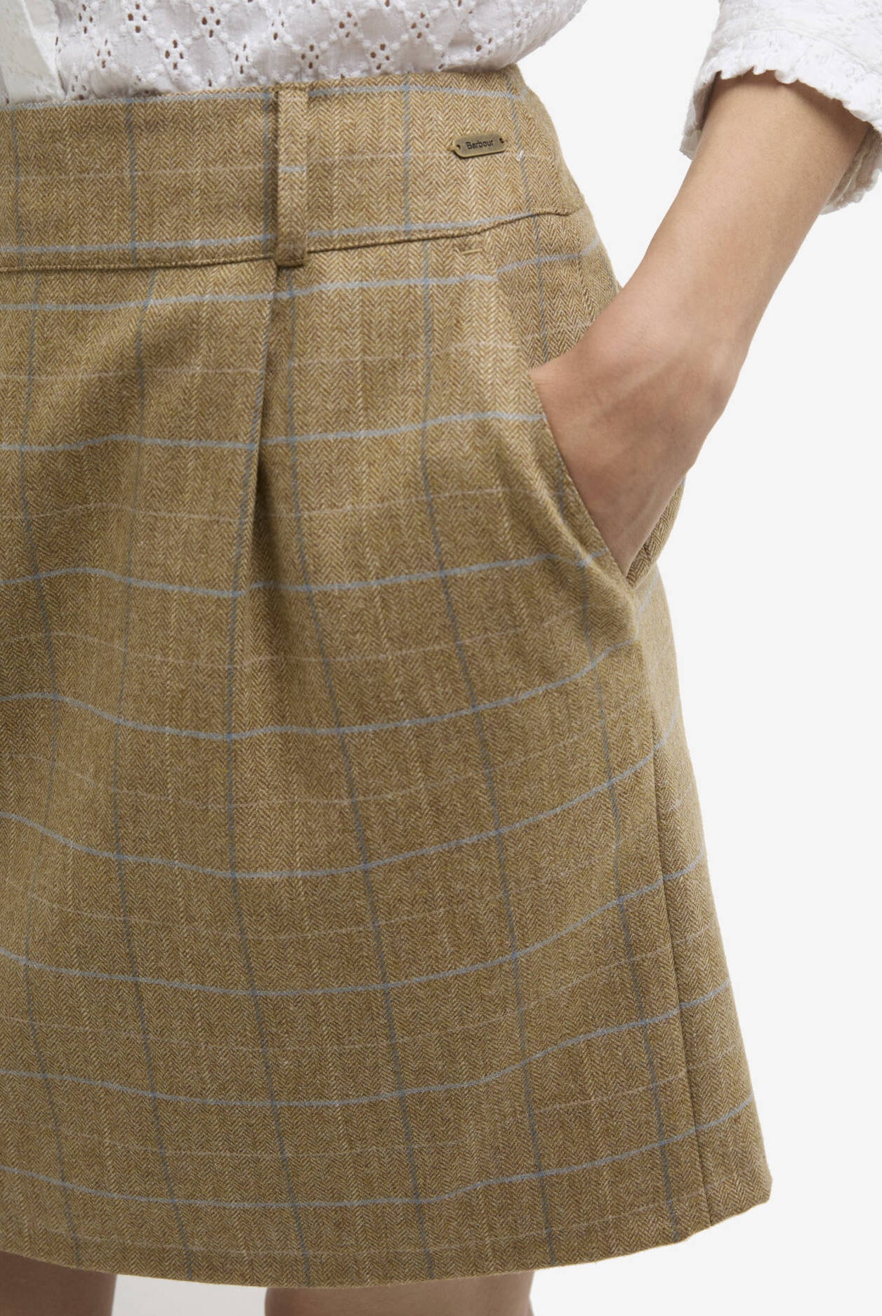 Barbour Soft Blue Tweed Petunia Mini Skirt #Colour_Soft Blue Tweed