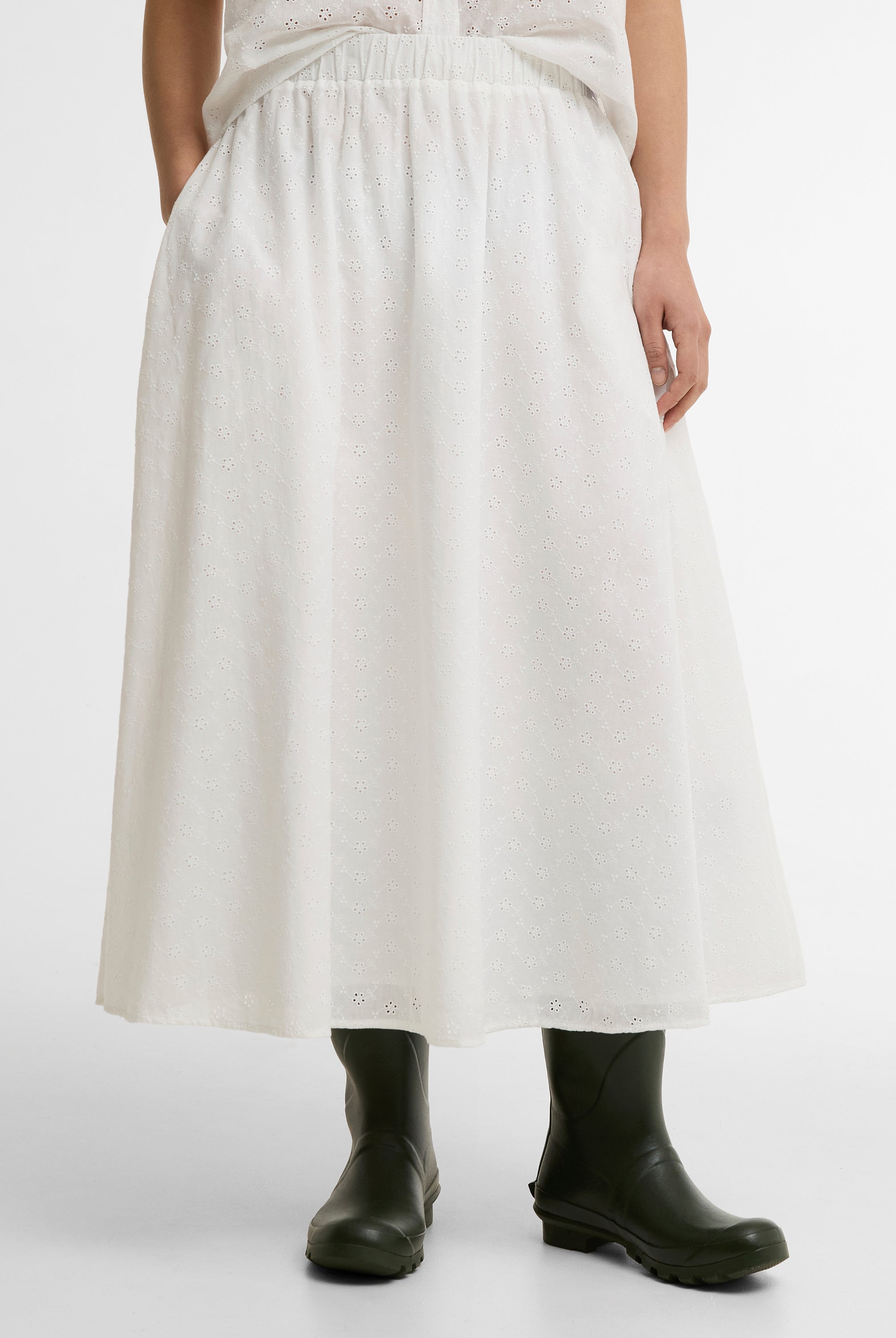Barbour White Melody Midi Skirt #Colour_White