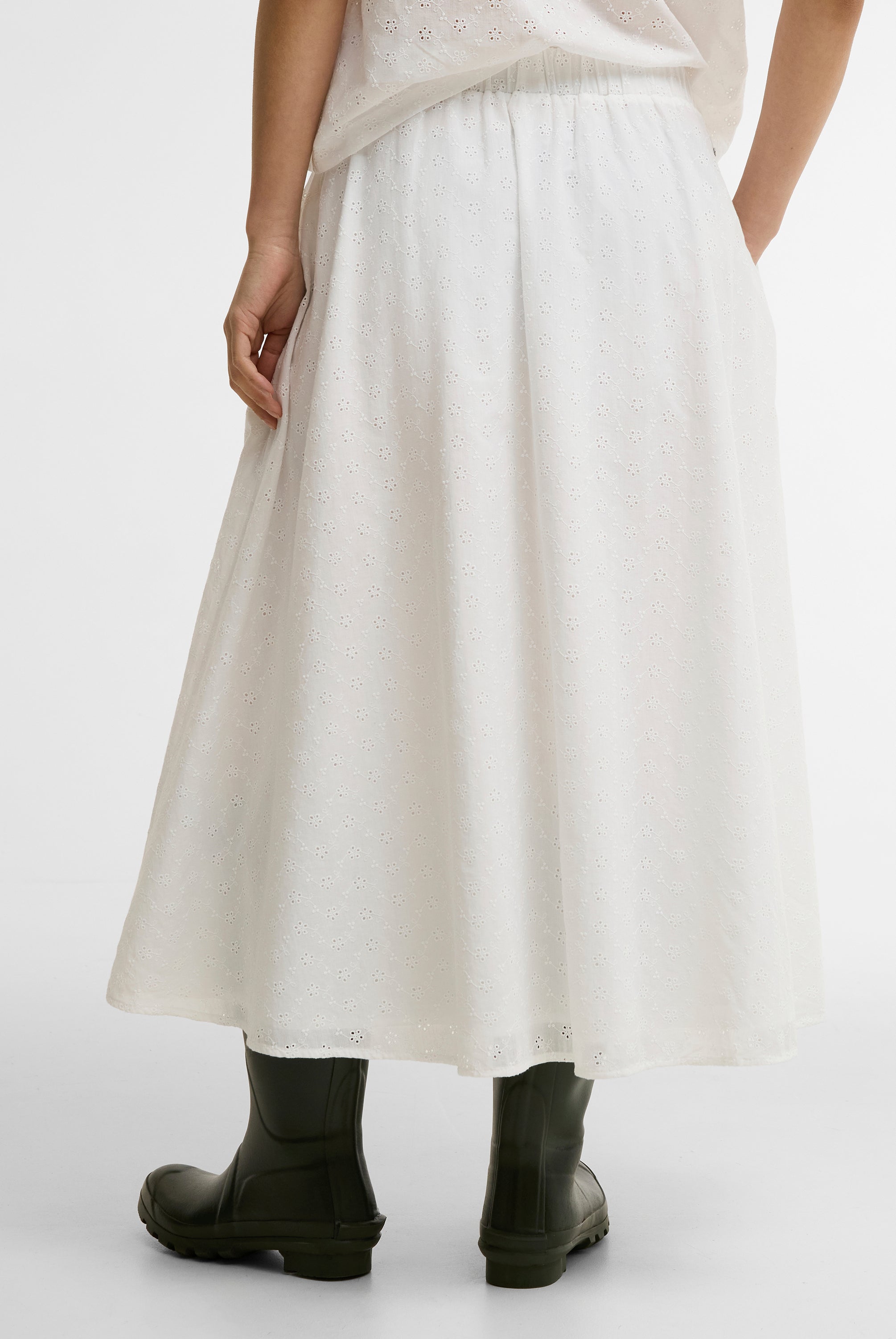 Barbour White Melody Midi Skirt #Colour_White