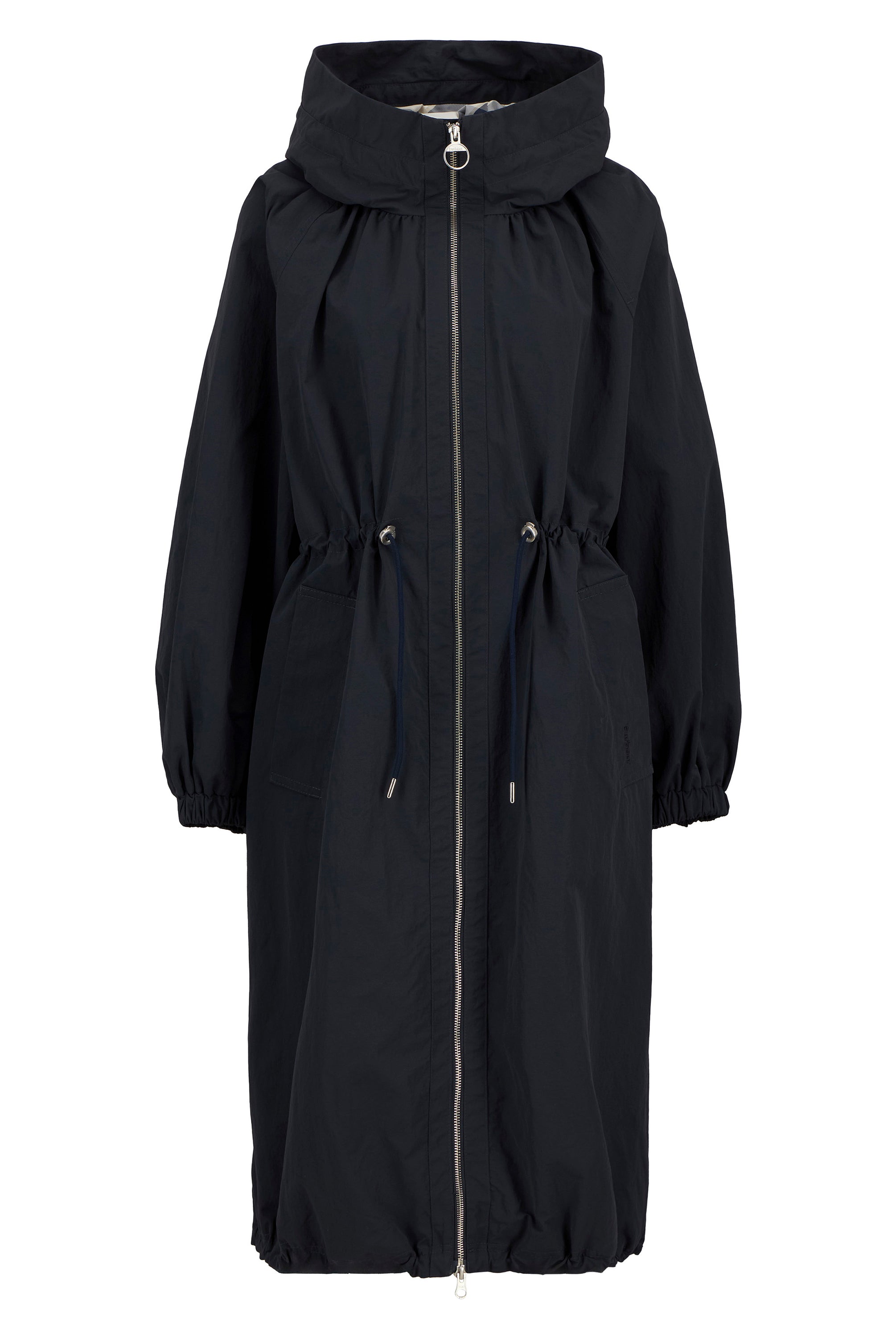 Barbour Dark Navy / Dress Navy Tartan Kempsey Showerproof Parka #Colour_Dark Navy / Dress Navy Tartan