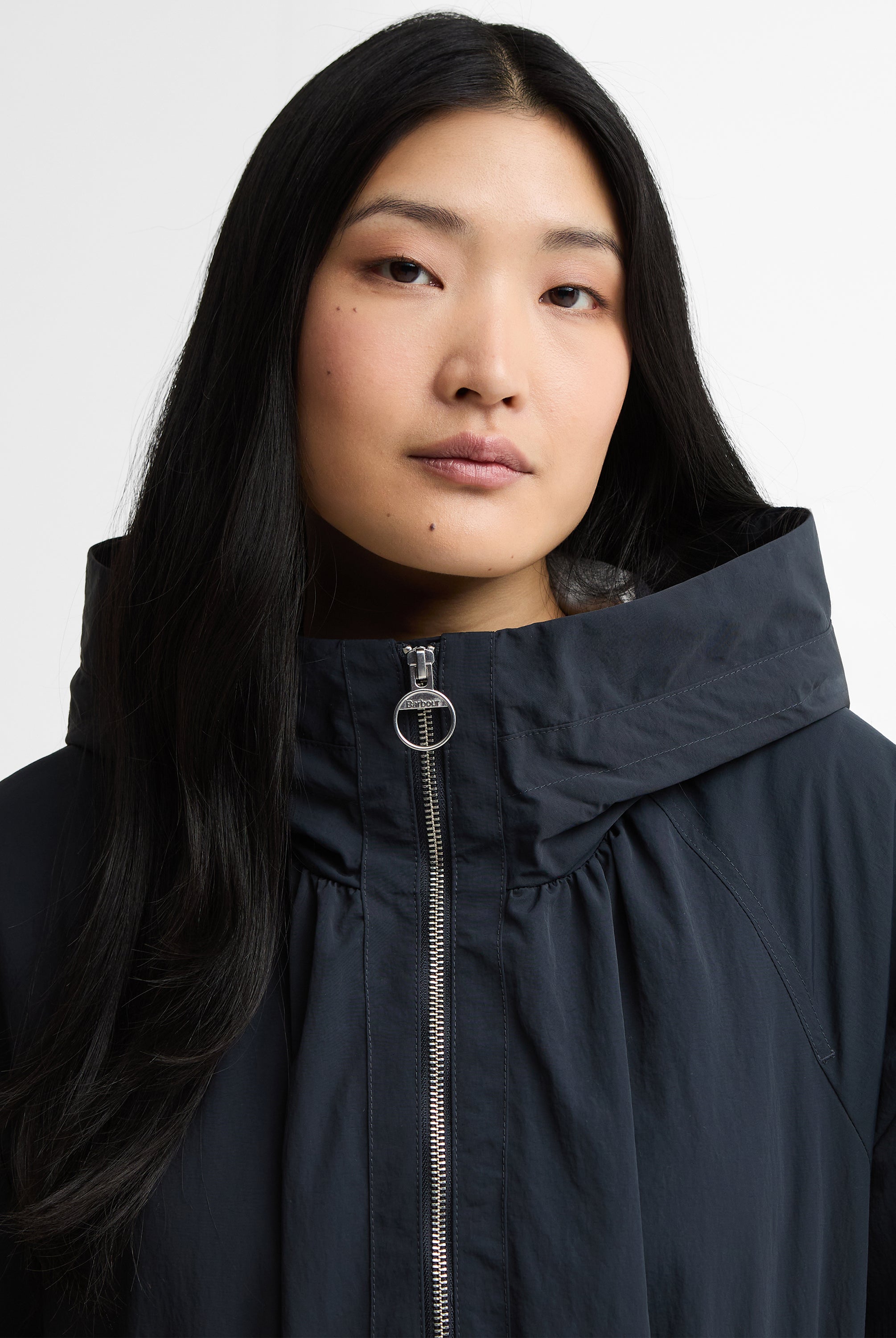 Barbour Dark Navy / Dress Navy Tartan Kempsey Showerproof Parka #Colour_Dark Navy / Dress Navy Tartan