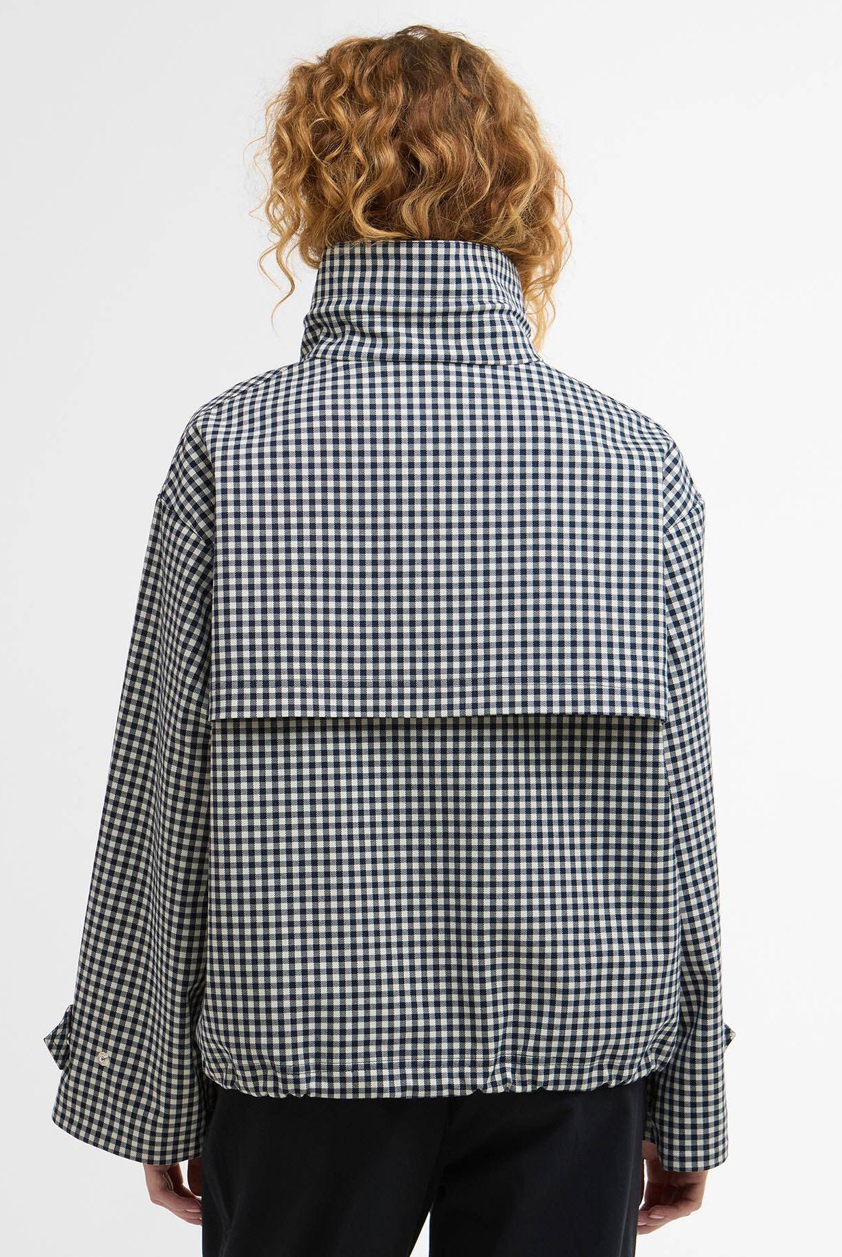 Barbour Navy Gingham Bronwyn Check Showerproof Jacket #Colour_Navy Gingham