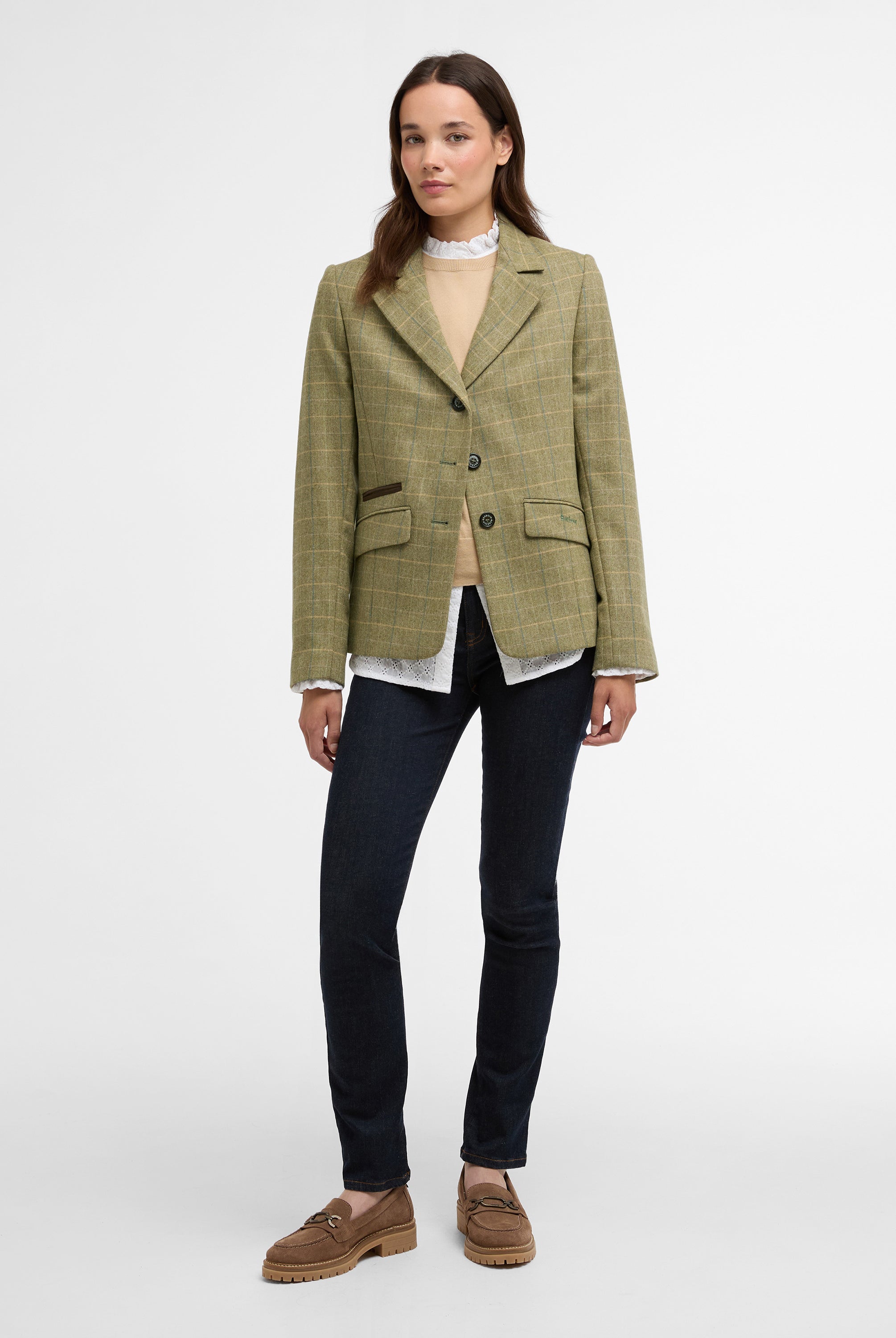 Barbour Light Olive Check Lupin Tailored Jacket #Colour_Light Olive Check