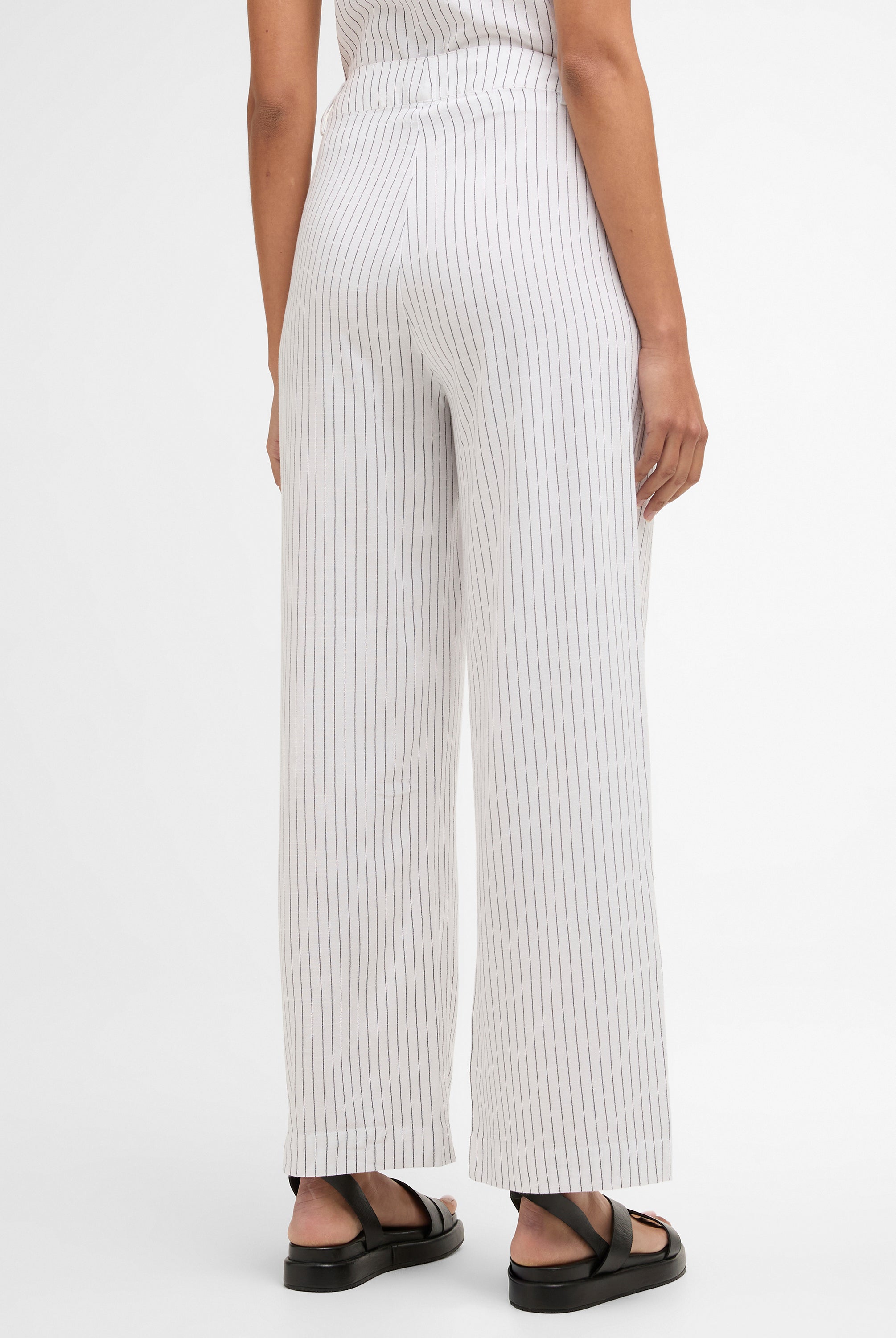 Barbour White/Dark Navy Stripe Sloane Trousers #Colour_White/Dark Navy Stripe