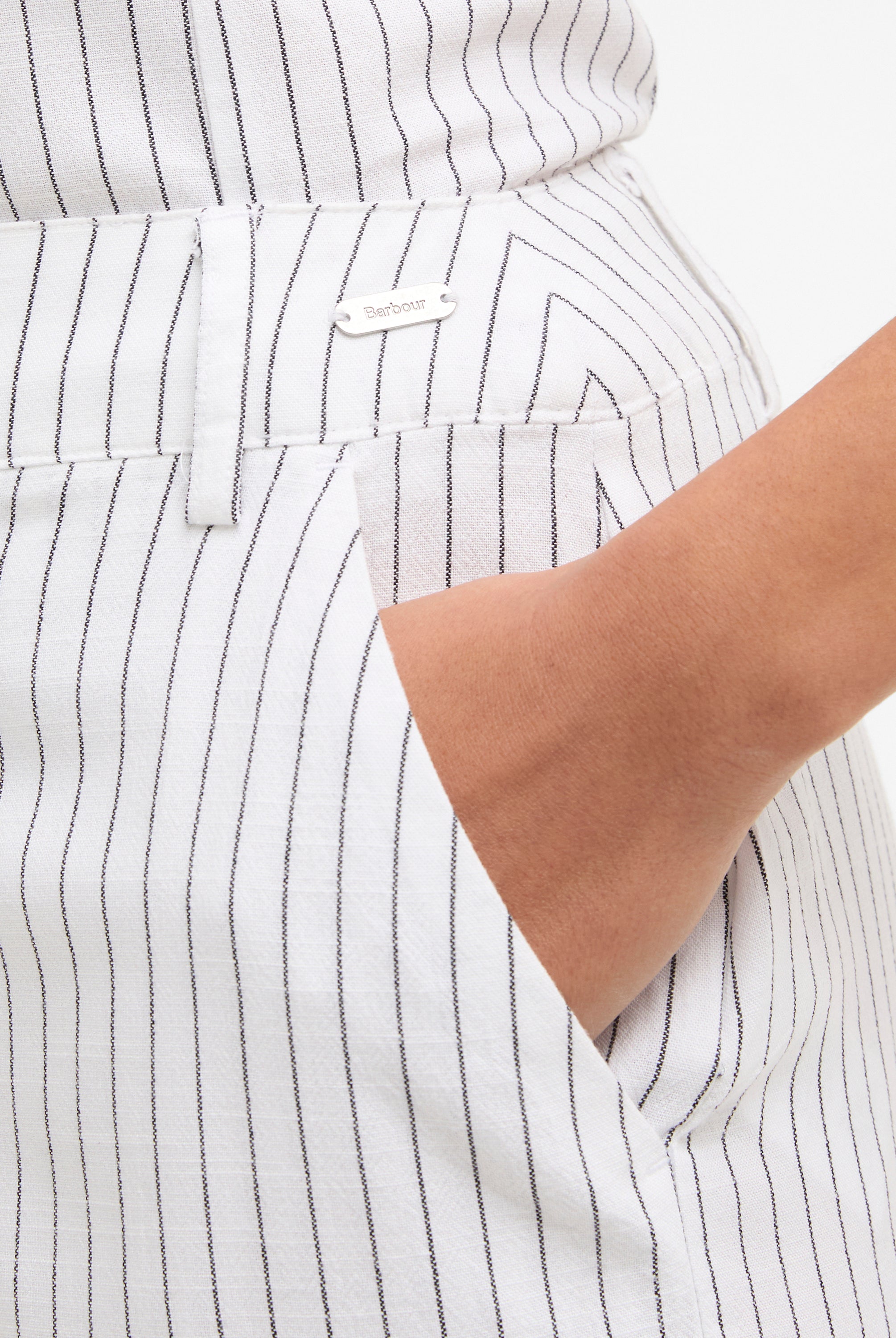 Barbour White/Dark Navy Stripe Sloane Trousers #Colour_White/Dark Navy Stripe