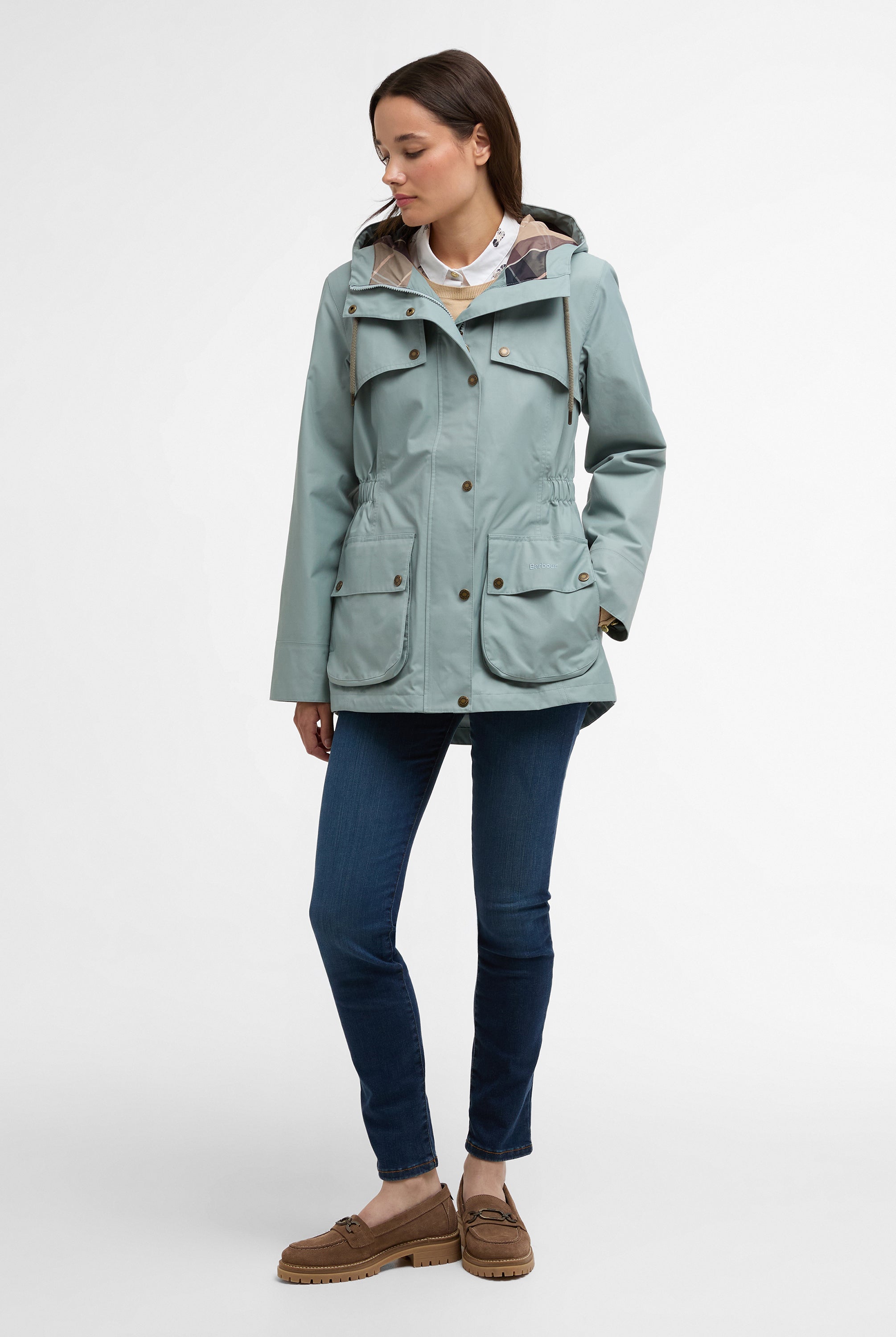 Barbour Blue Sage/Gardenia Maple Waterproof Jacket #Colour_Blue Sage/Gardenia