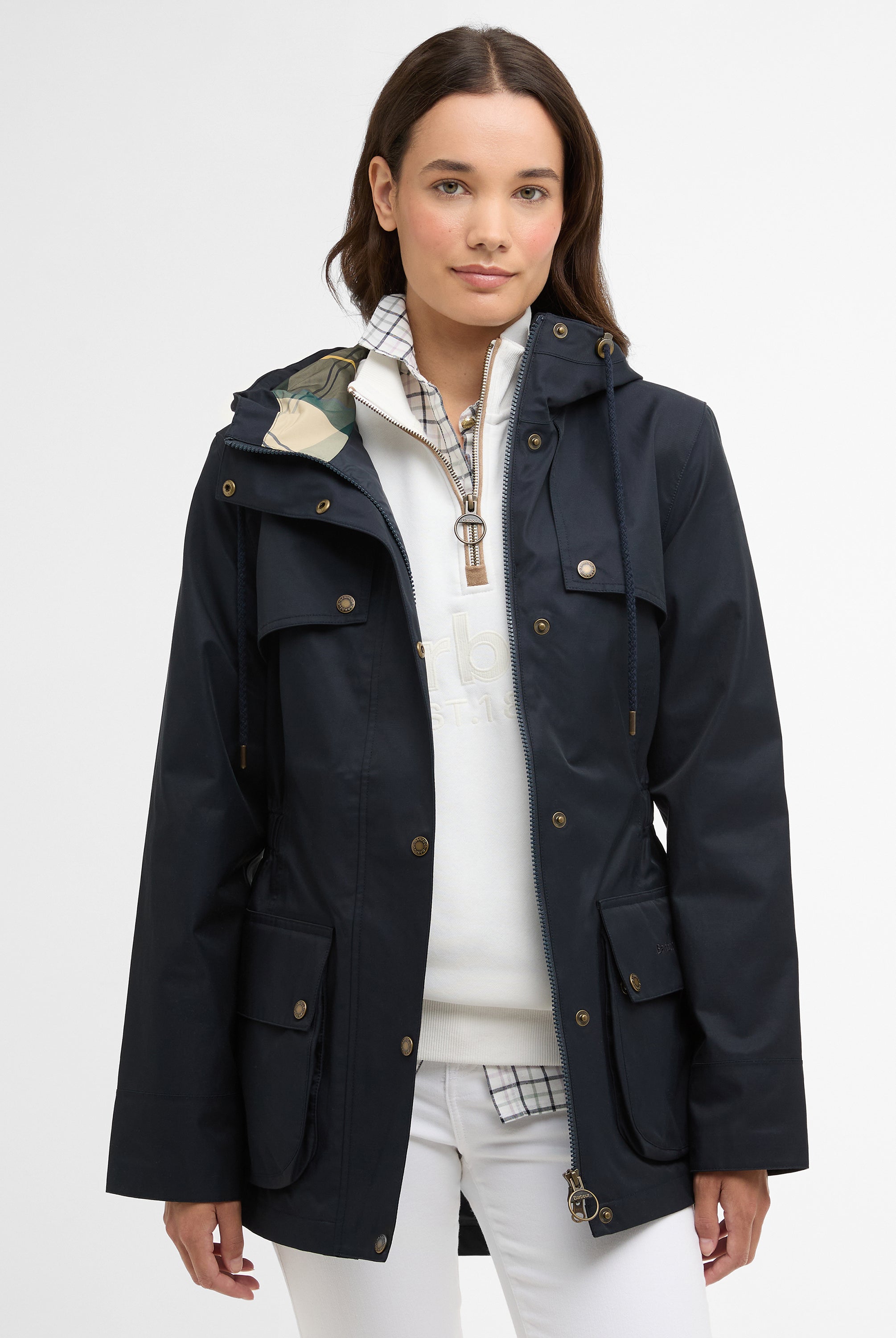Barbour Dark Navy/Ancient Maple Waterproof Jacket #Colour_Dark Navy/Ancient