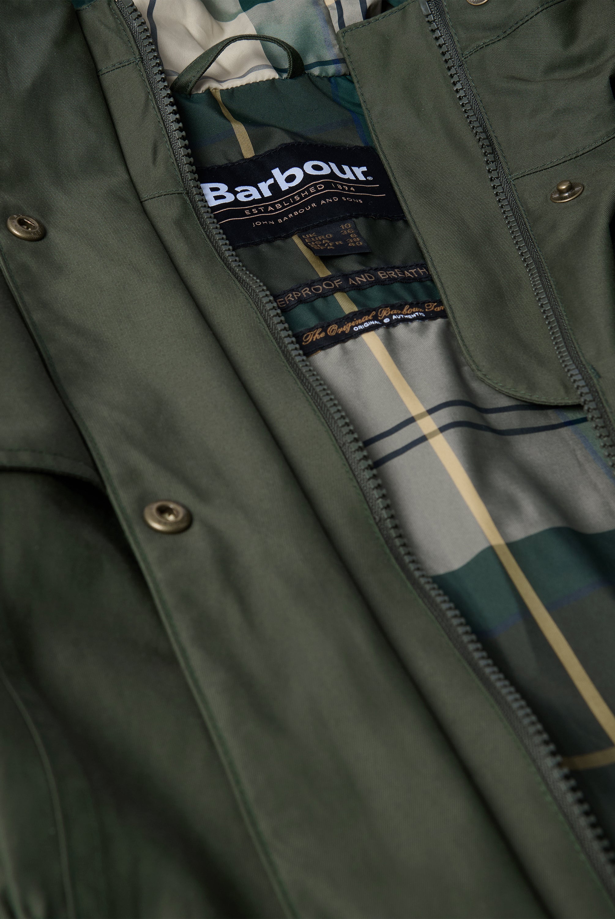 Barbour Olive/Ancient Maple Waterproof Jacket #Colour_Olive/Ancient
