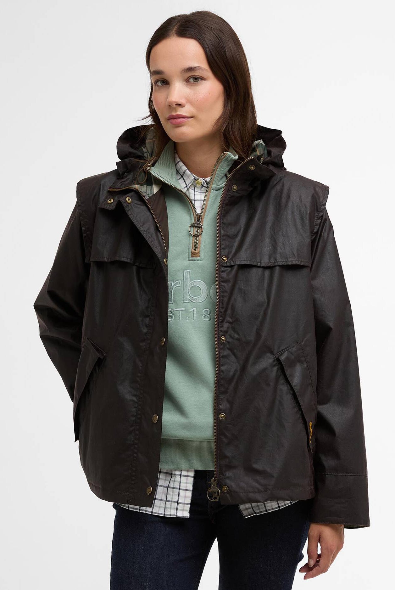Barbour Rustic/Ancient Ornella Wax Jacket #Colour_Rustic/Ancient