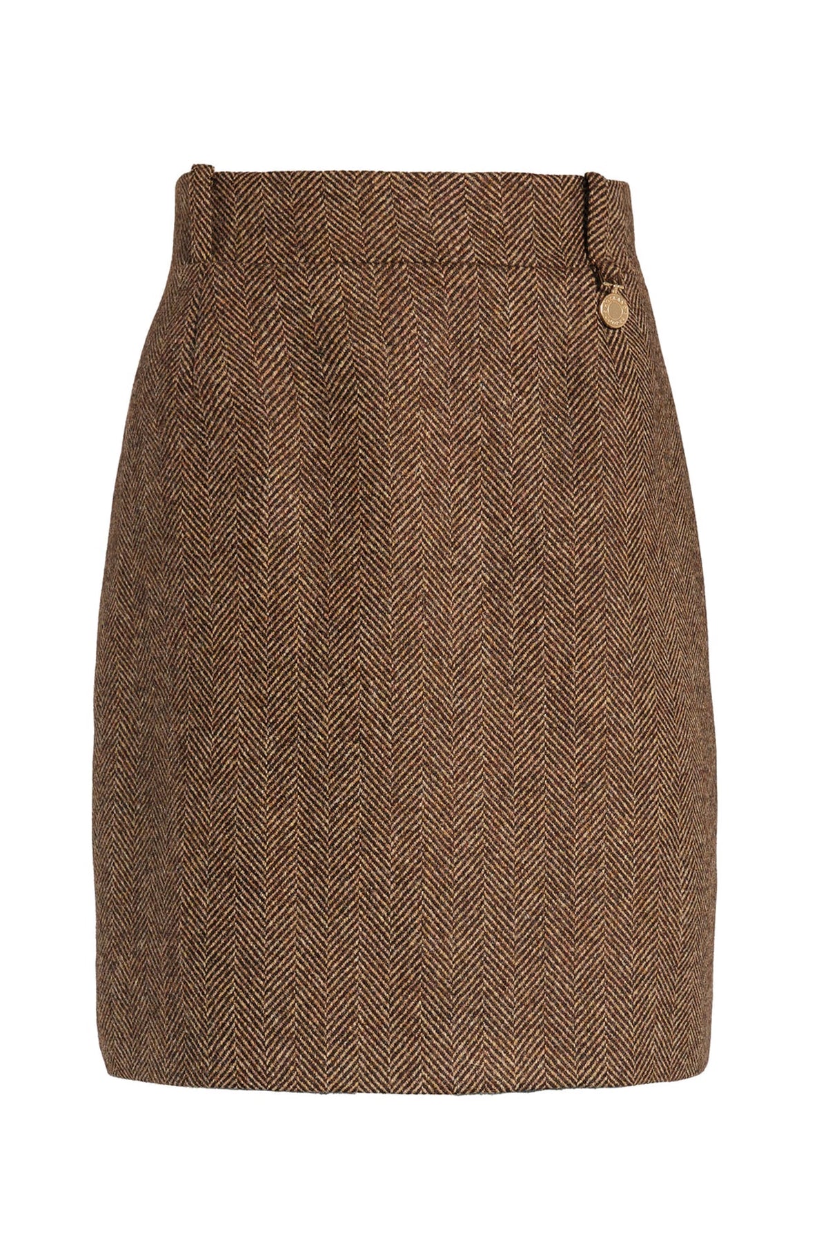 Holland Cooper Regency Skirt #Colour_Large Scale Brown Herringbone