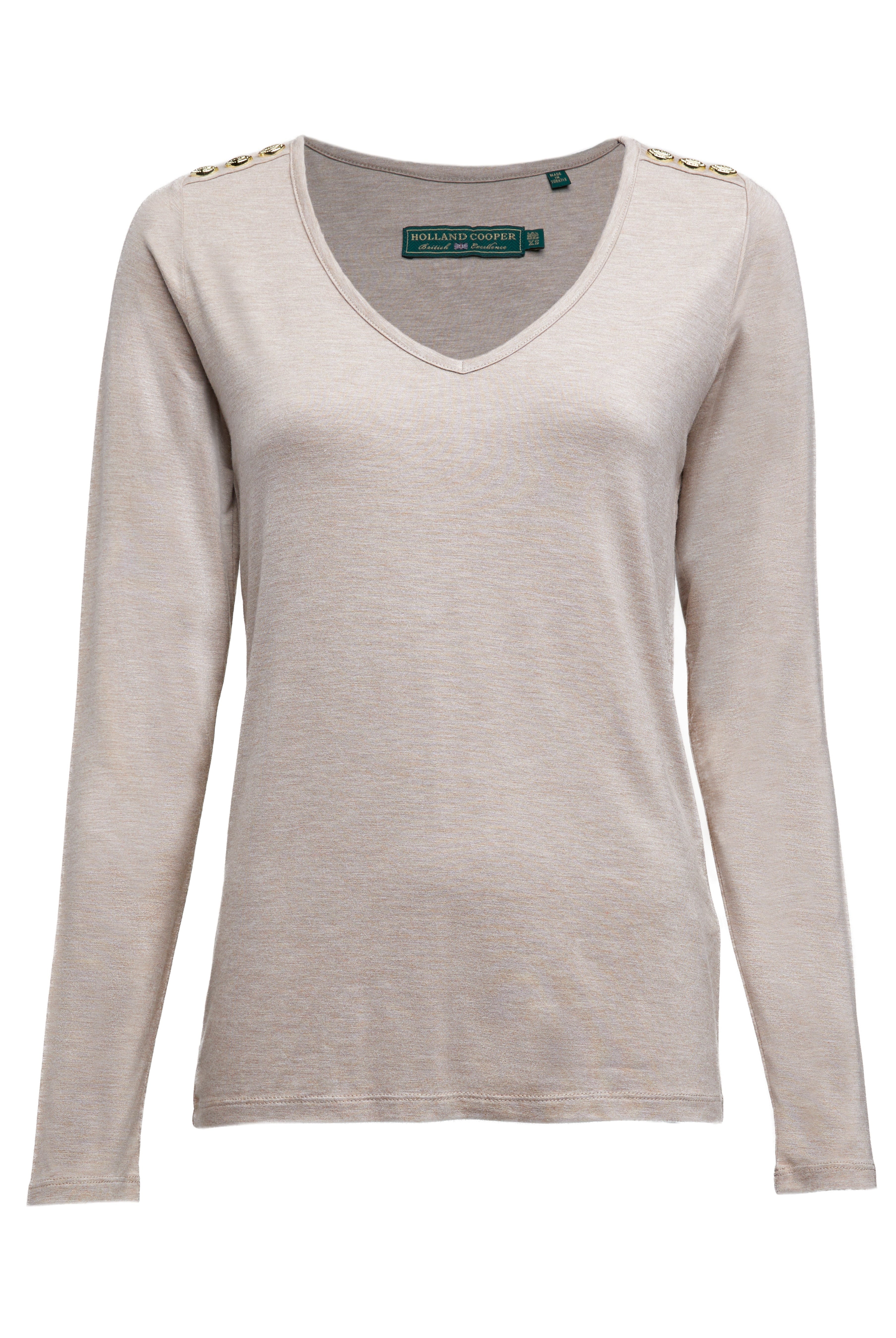 Long Sleeve V-Neck Tee - oatmeal - XL - View 95