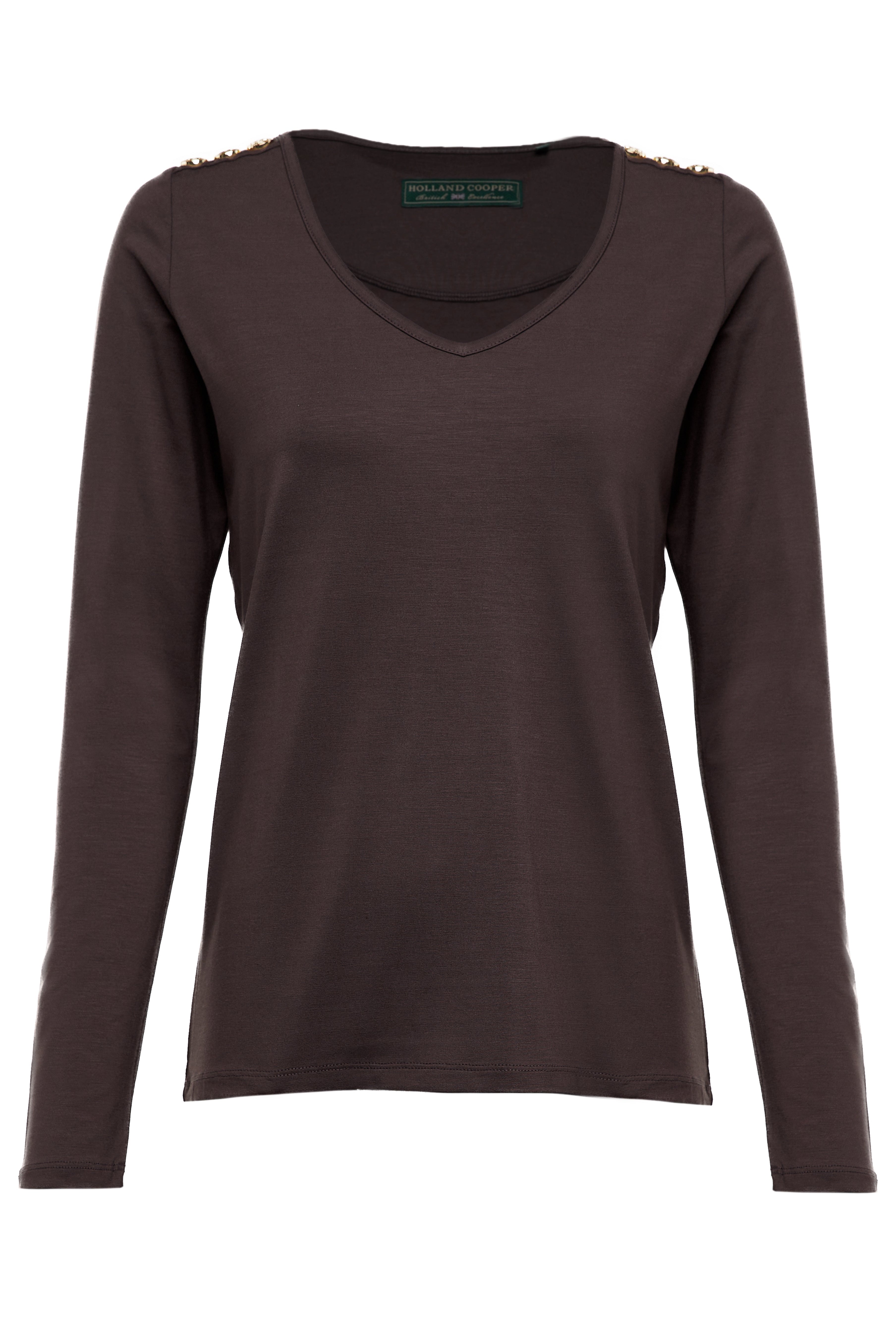 Long Sleeve V-Neck Tee - coffee - XL - View 85