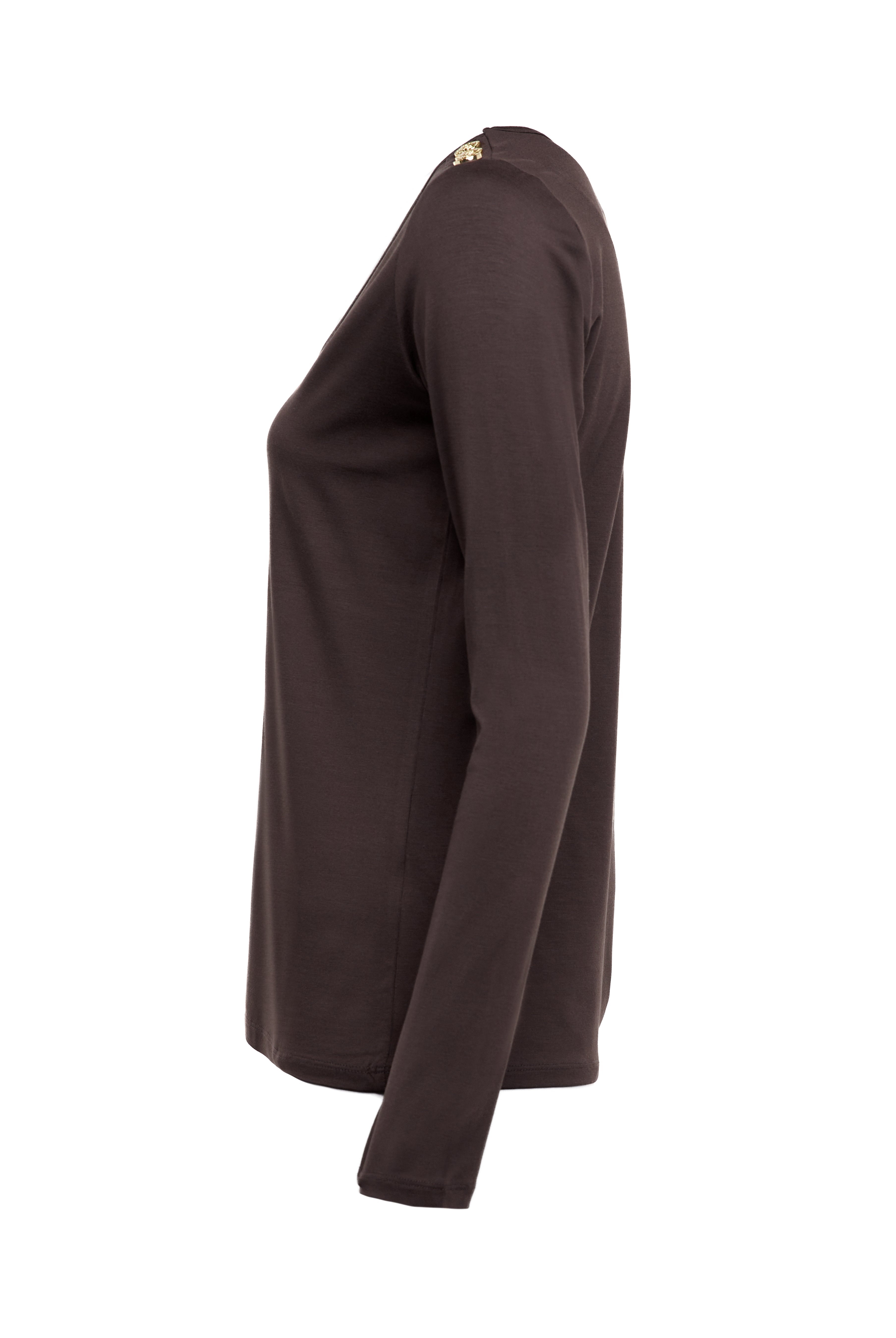 Long Sleeve V-Neck Tee - coffee - XL - View 89