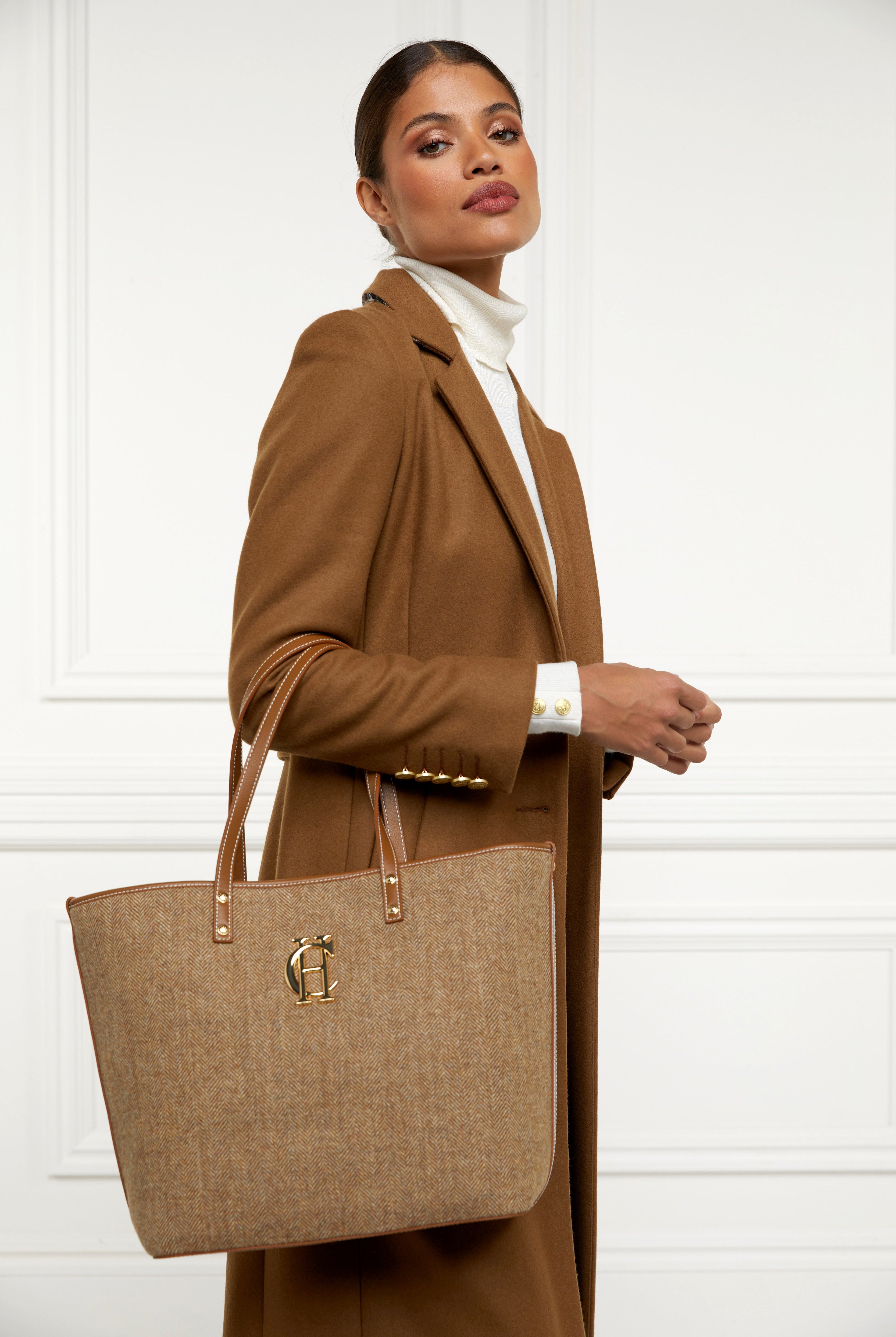 Kensington Tote Bag - tan herringbone - View 6